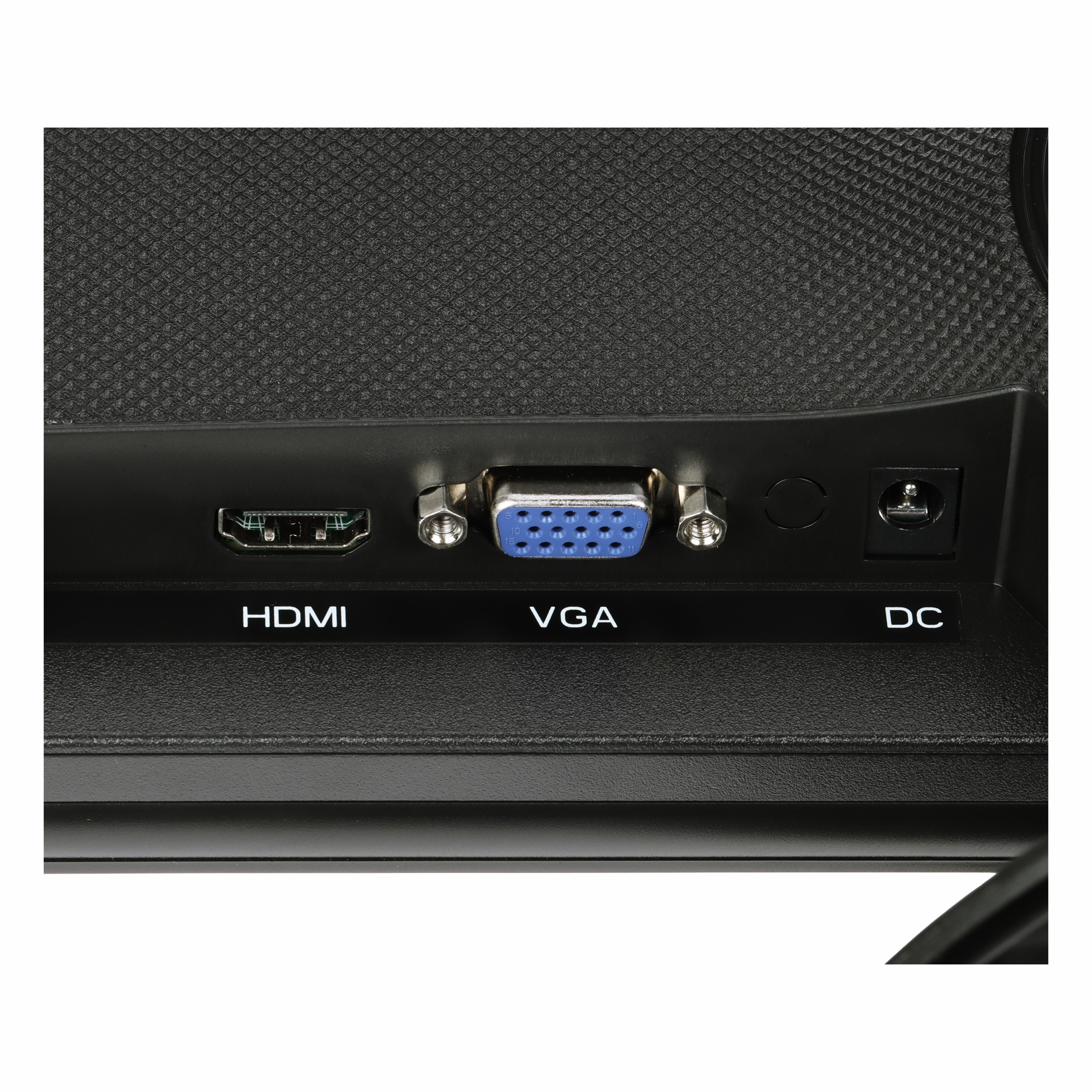 HDMI, VGA ve DC giriş portlarını gösteren monitör arkası.