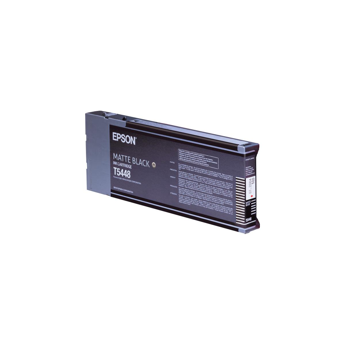 Cartuccia d'inchiostro Epson T5448 Nero Opaco con avvisi e codice a barre.