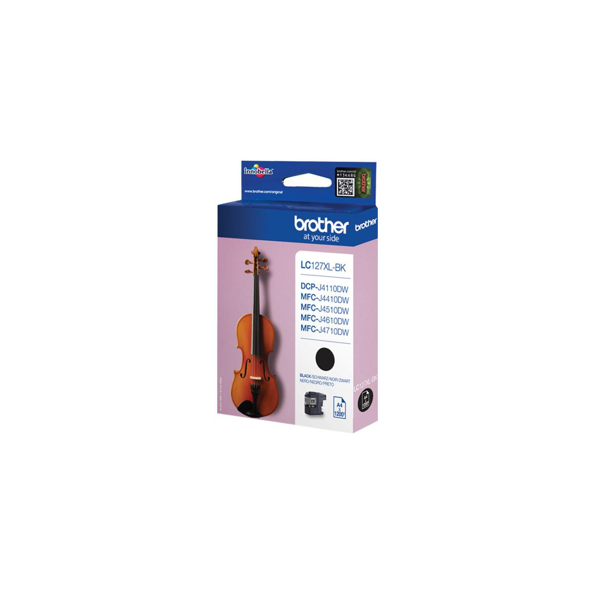 Brother LC127XL-BK ink cartridge with a violin on the packaging.