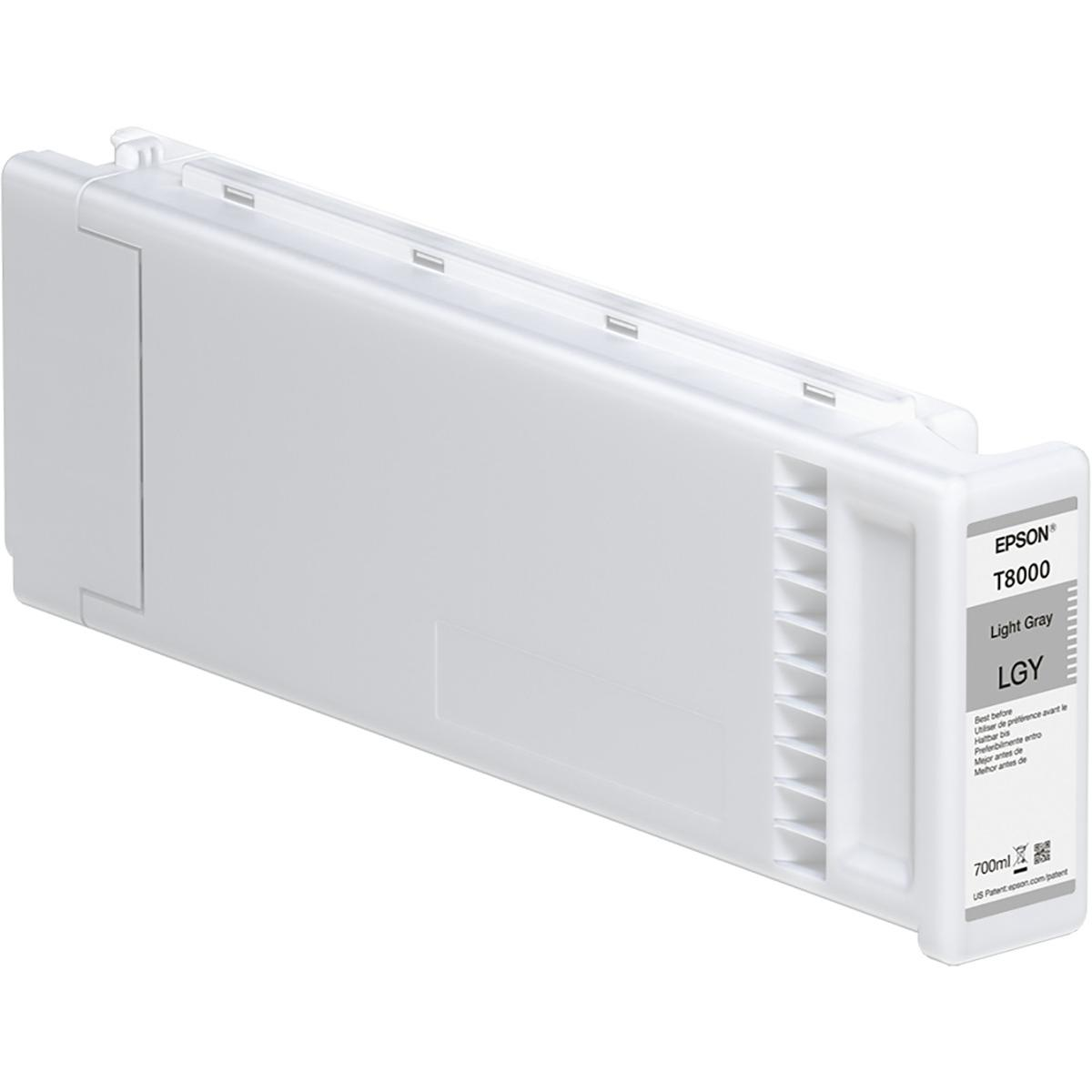 Biały, jasnoszary wkład atramentowy Epson T8000, pojemność 700ml.