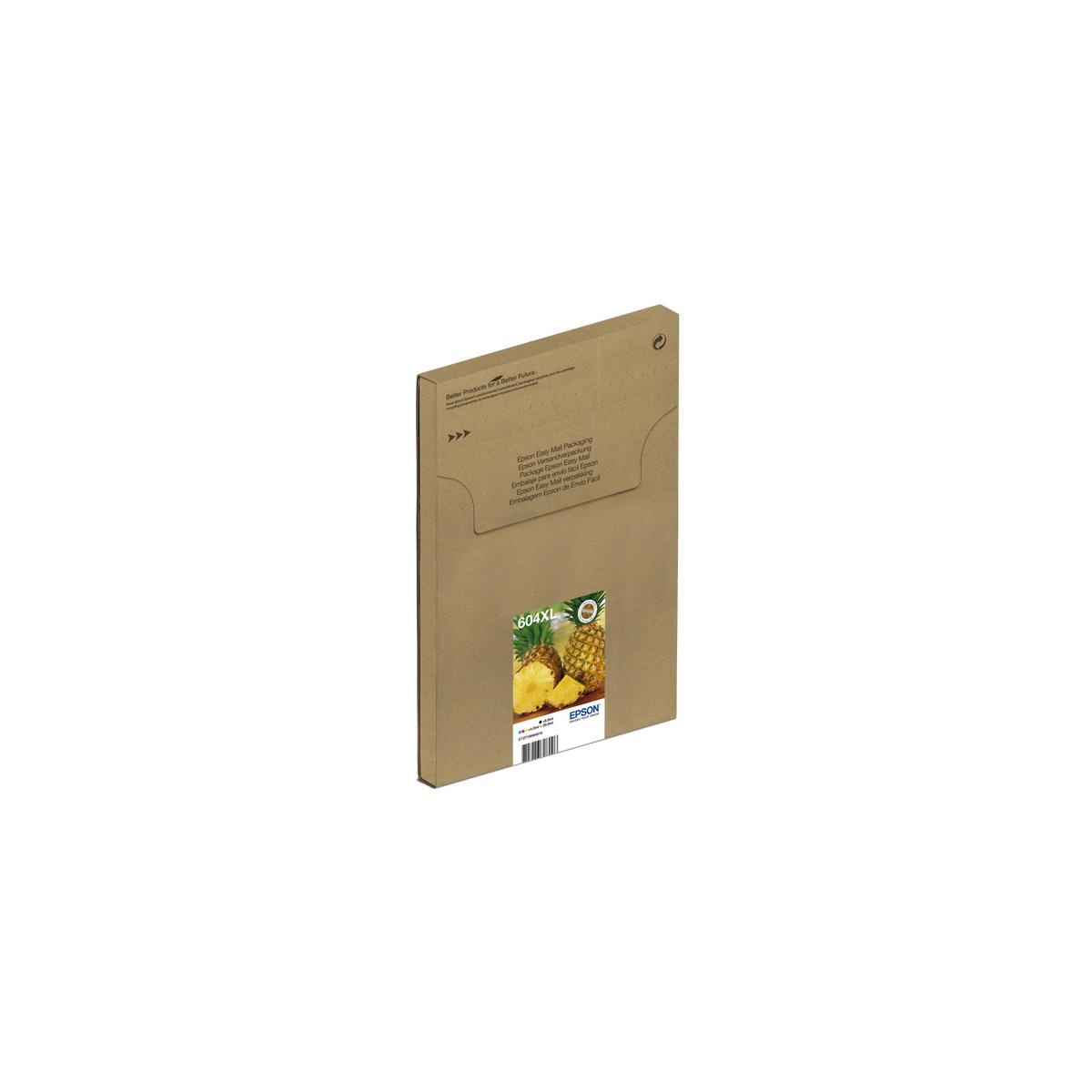 Brown Epson packaging with 604XL label and pineapple image.