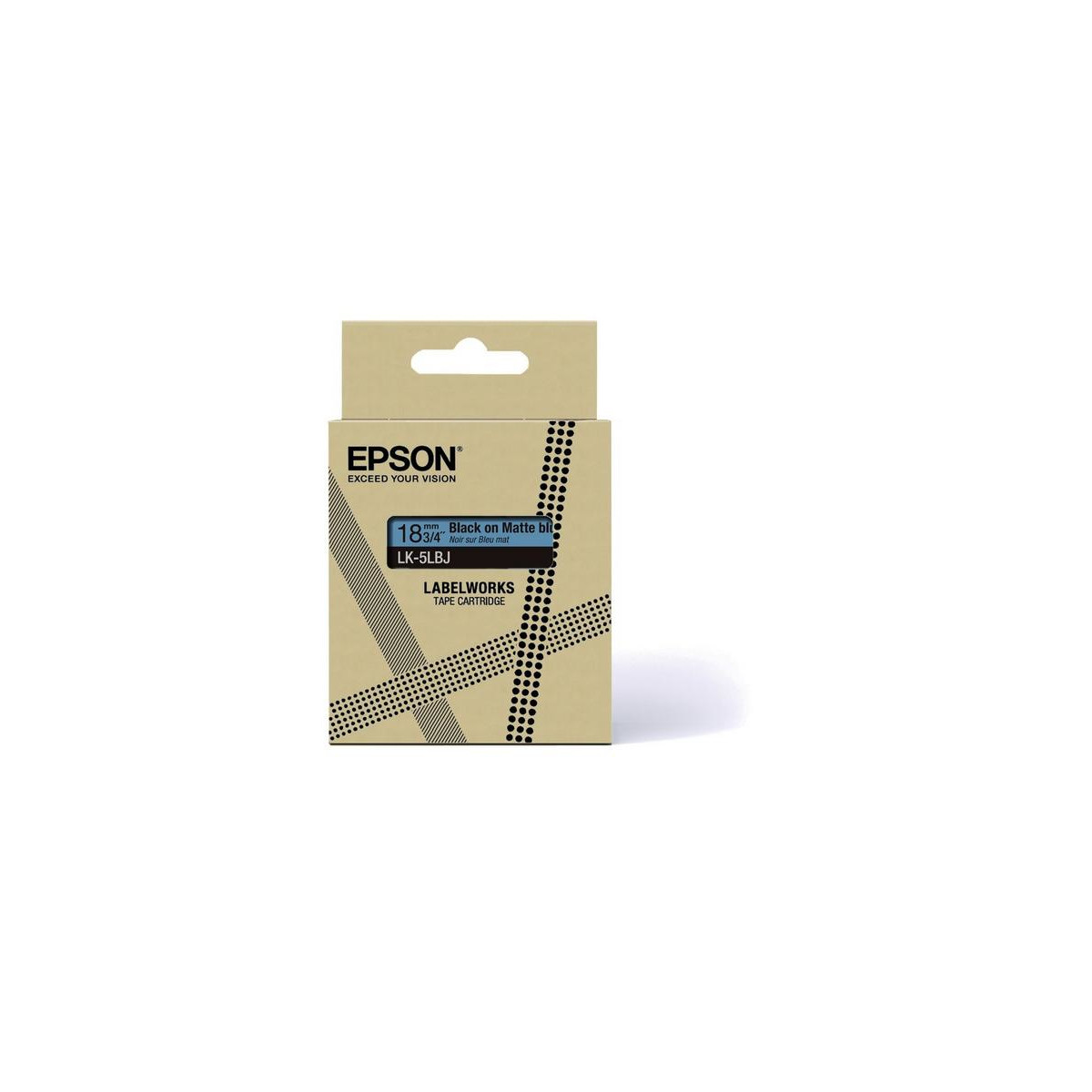 Cartuccia nastro Epson Labelworks: 18 3/4mm Nero su nastro blu opaco, LK-5LBJ.