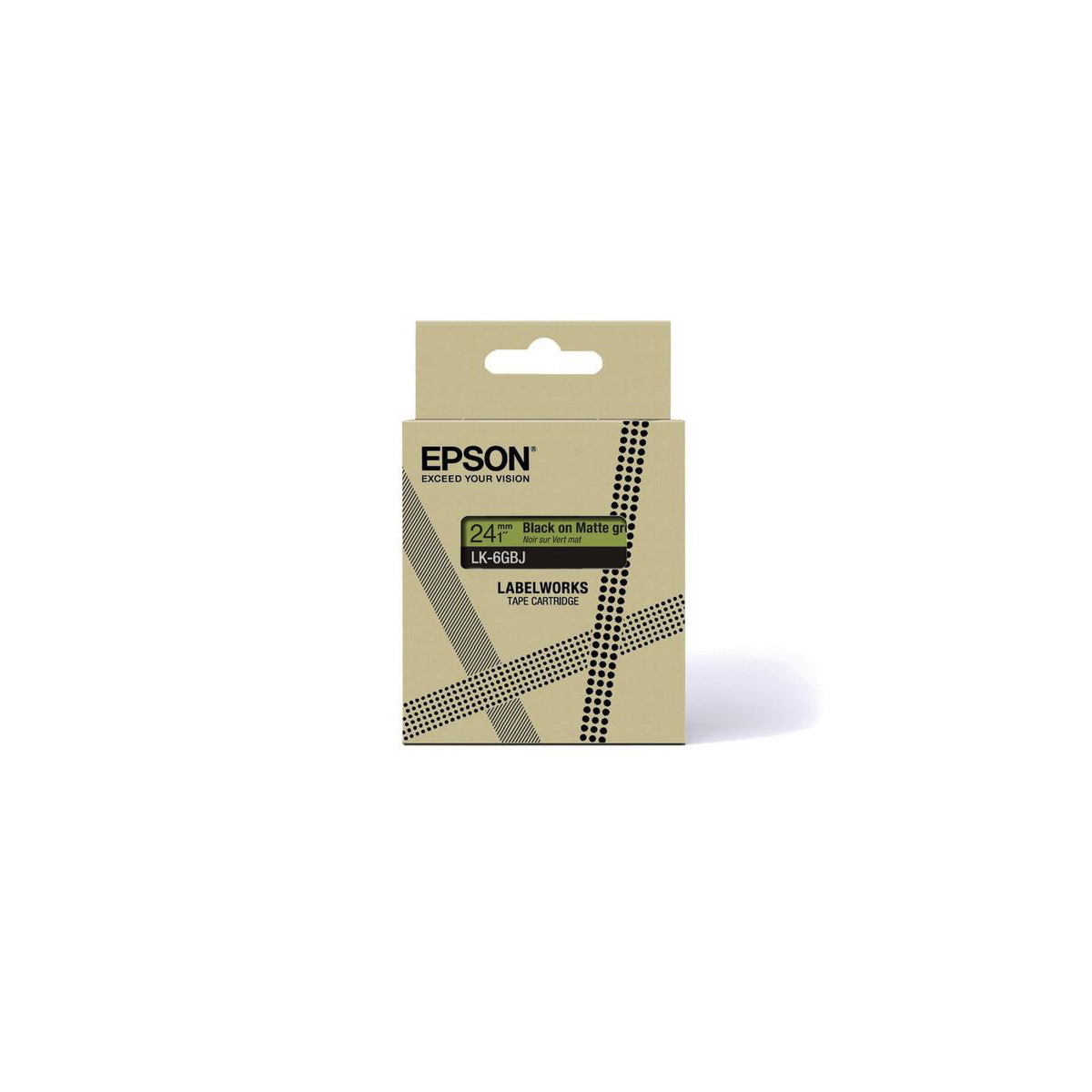 Cartuccia nastro Epson Labelworks LK-6GBJ, nero su verde opaco, 24mm.
