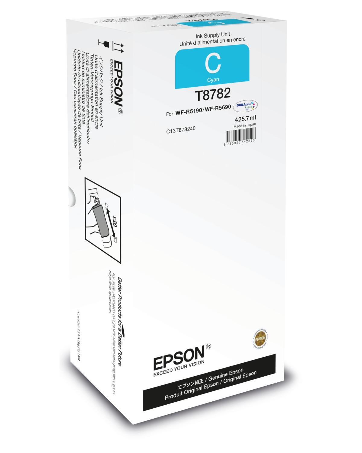 Epson Cyan Tintenpatrone T8782 für WF-R5190/WF-R5690, 425.7ml.