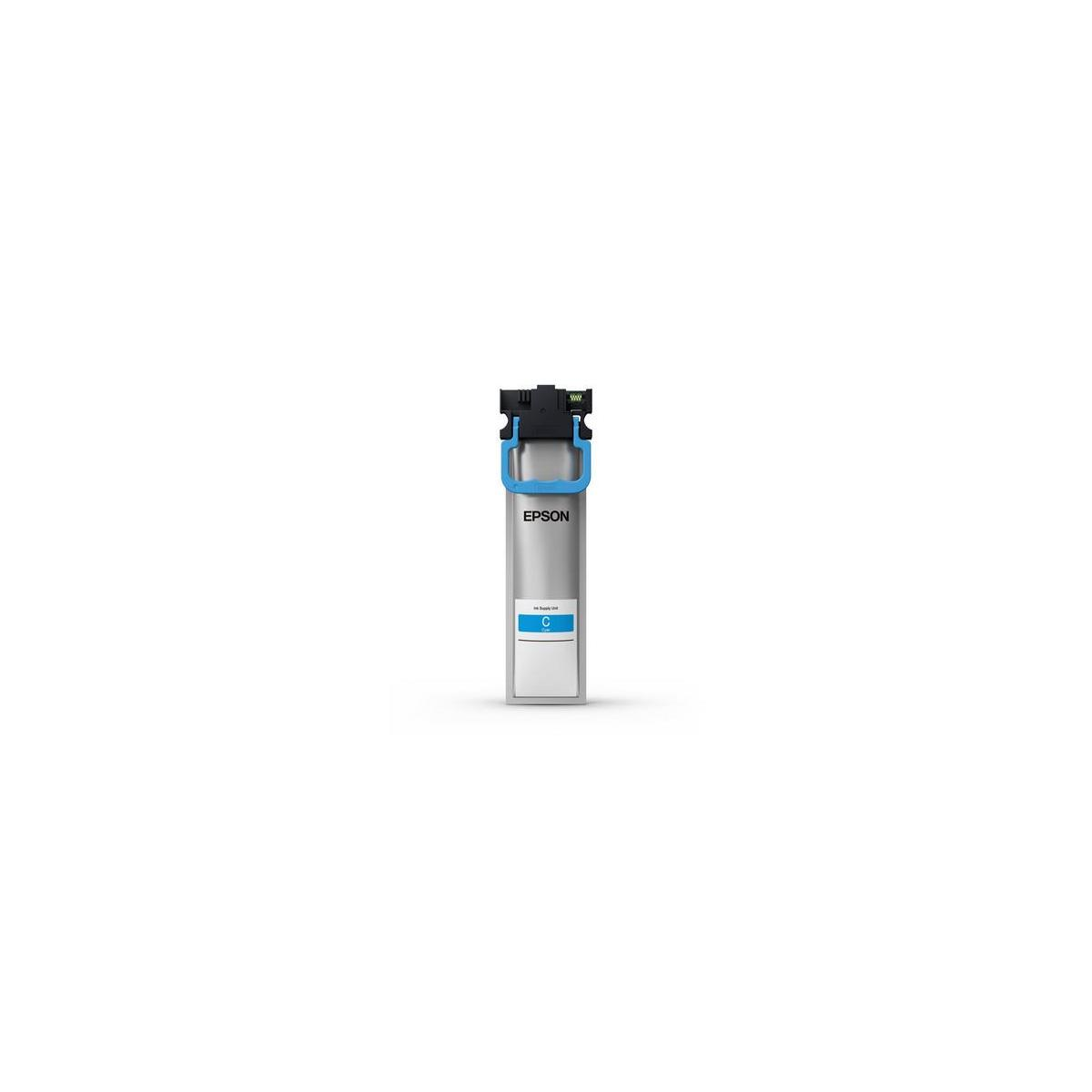 Ein Epson-Tintenpatronen-Design mit blauem Anschluss und silbernem Gehäuse.