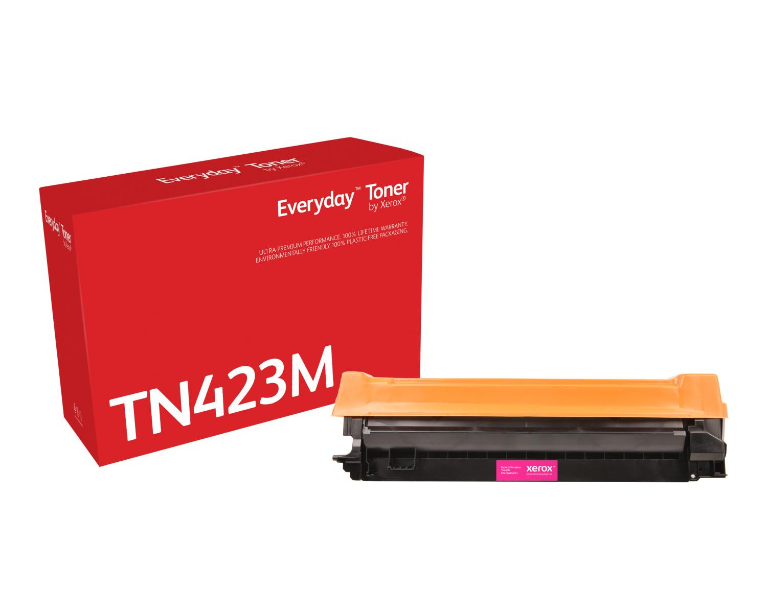 Czerwony toner Xerox TN423M i pudełko.