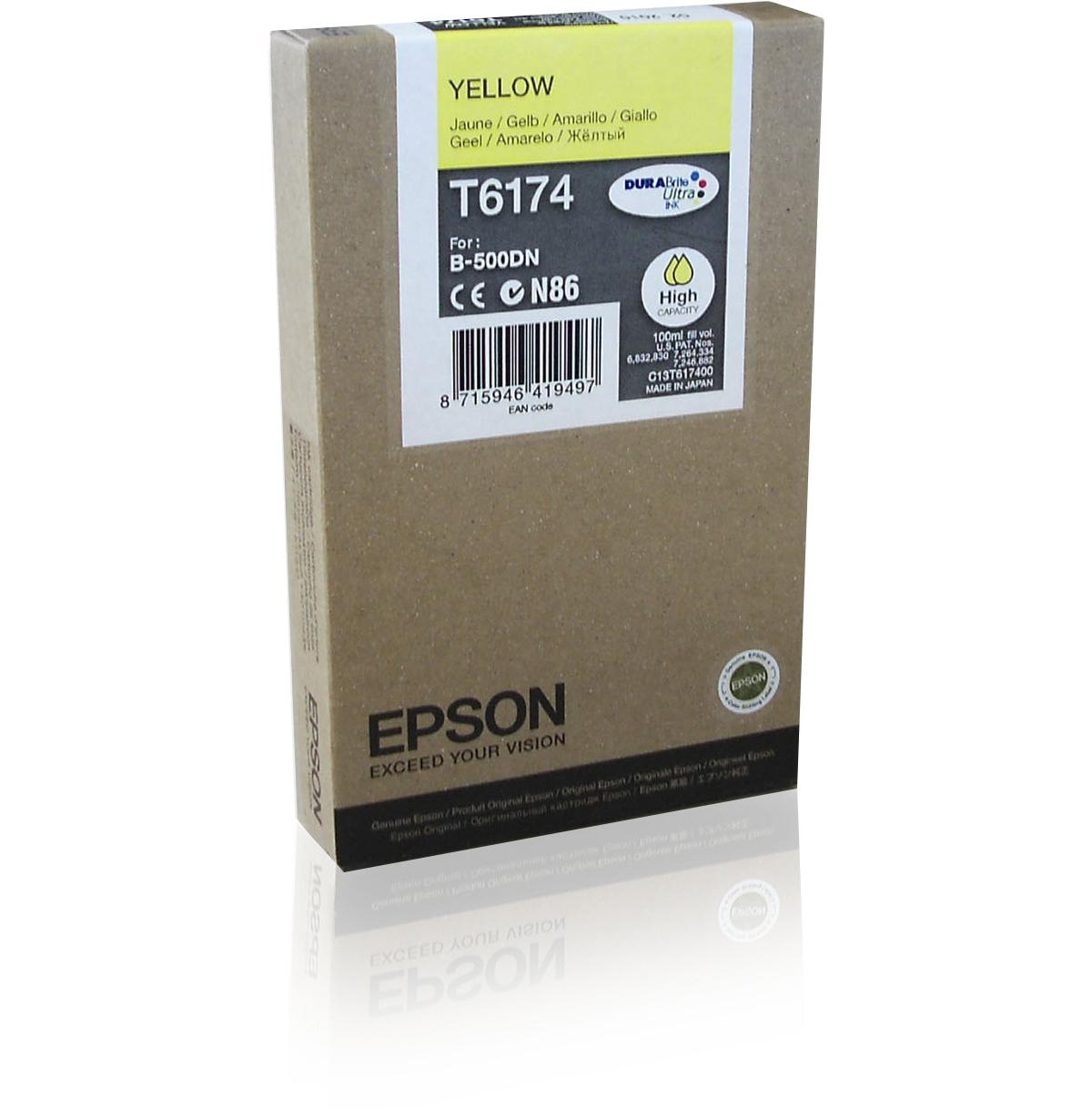 Scatola cartuccia inchiostro Epson T6174 gialla per B-500DN, 100ml.