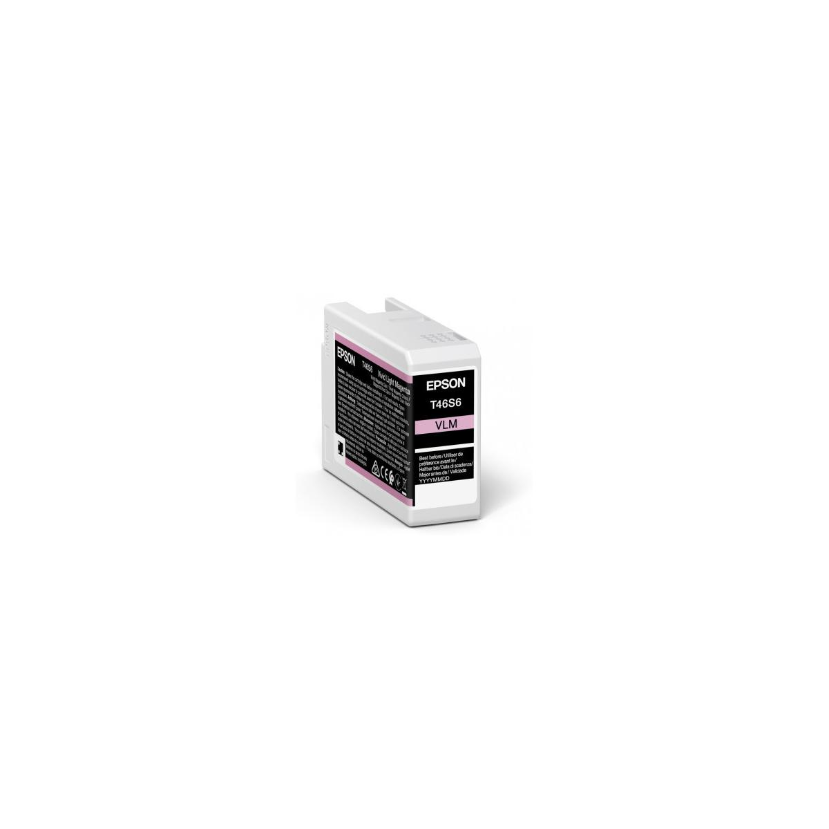 Jasnoróżowy wkład atramentowy Epson T46S6 z napisem VLM.