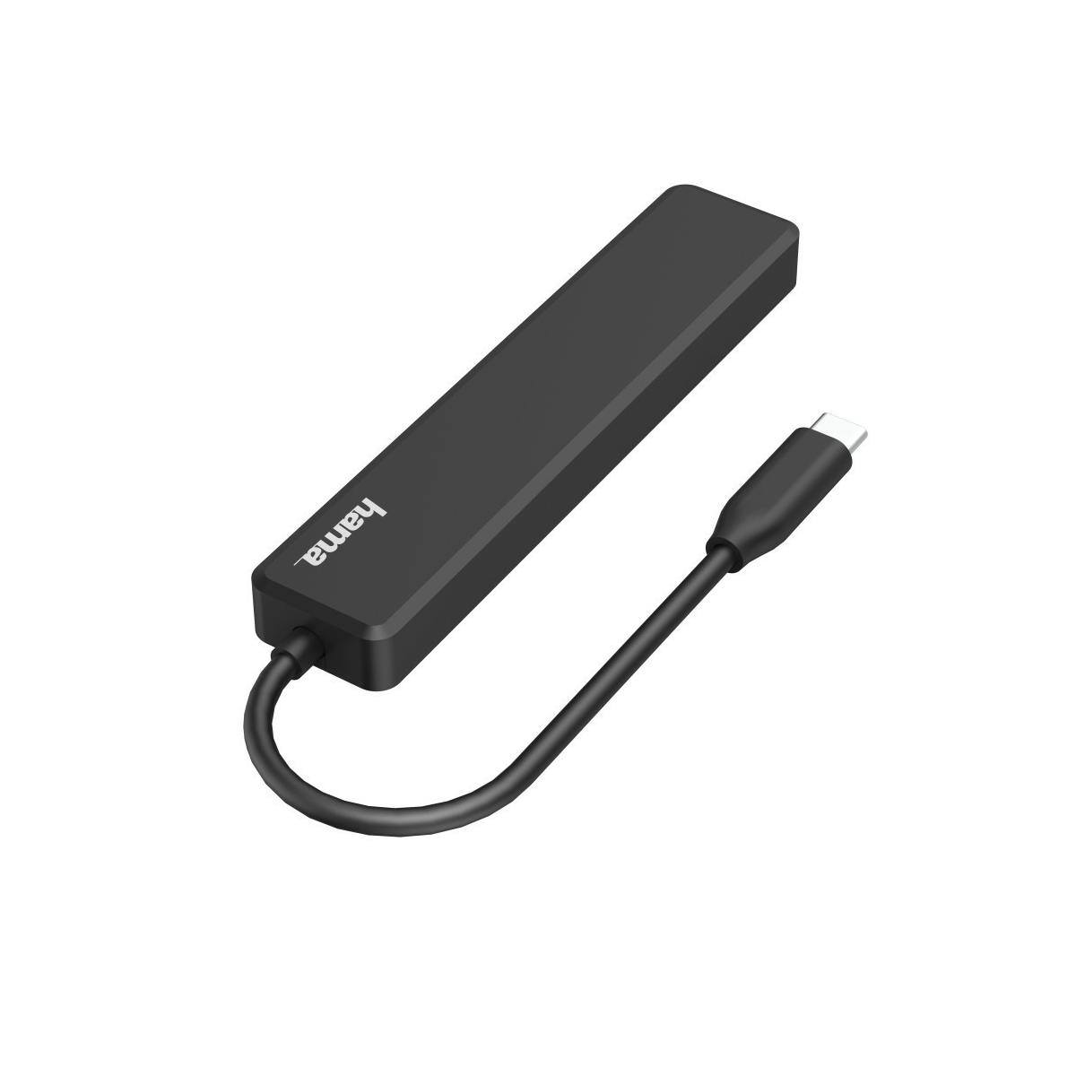 Czarny adapter USB-C Hama leży na białym tle.