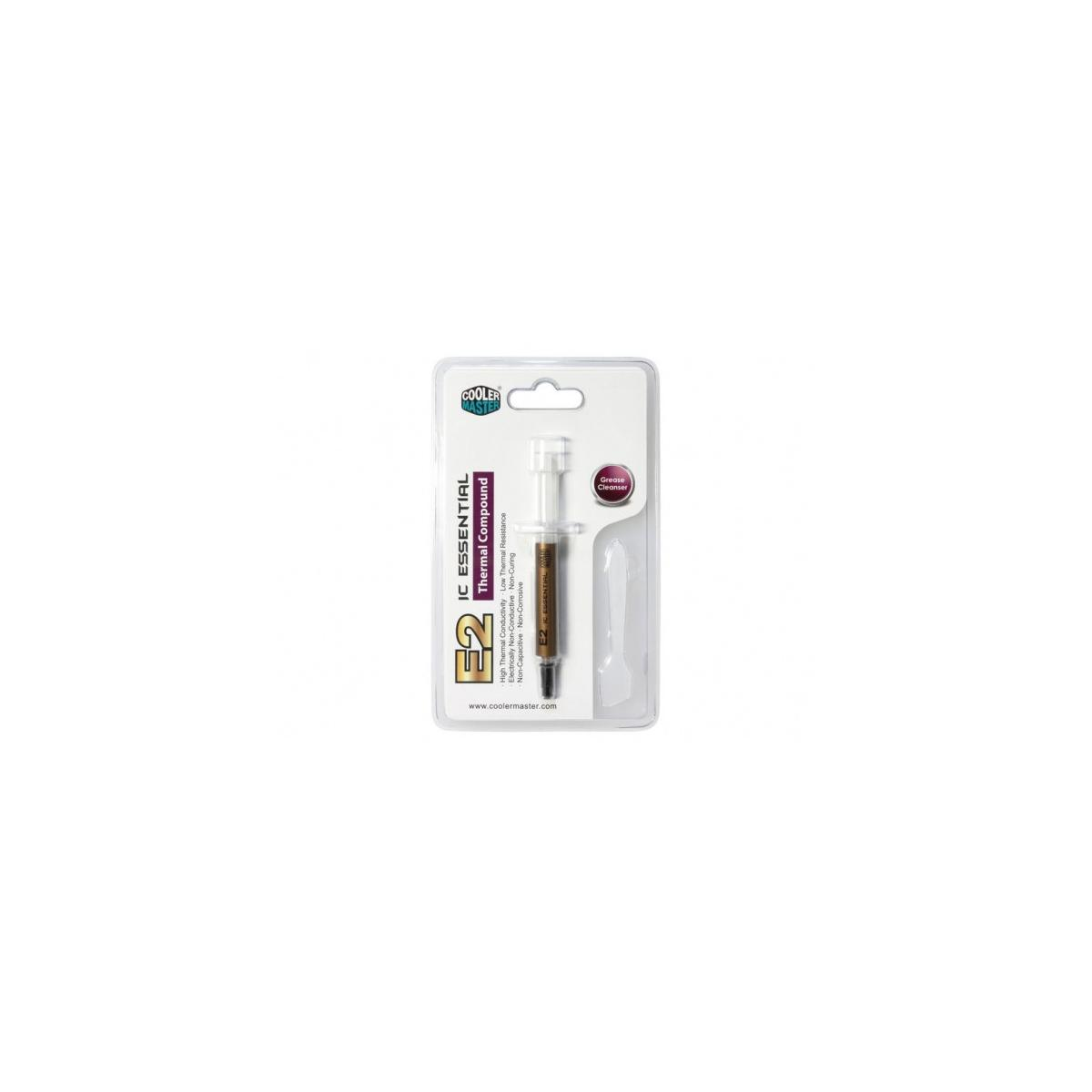 Verpackung mit Cooler Master IC ESSENTIAL E2 Wärmeleitpaste und Reiniger.