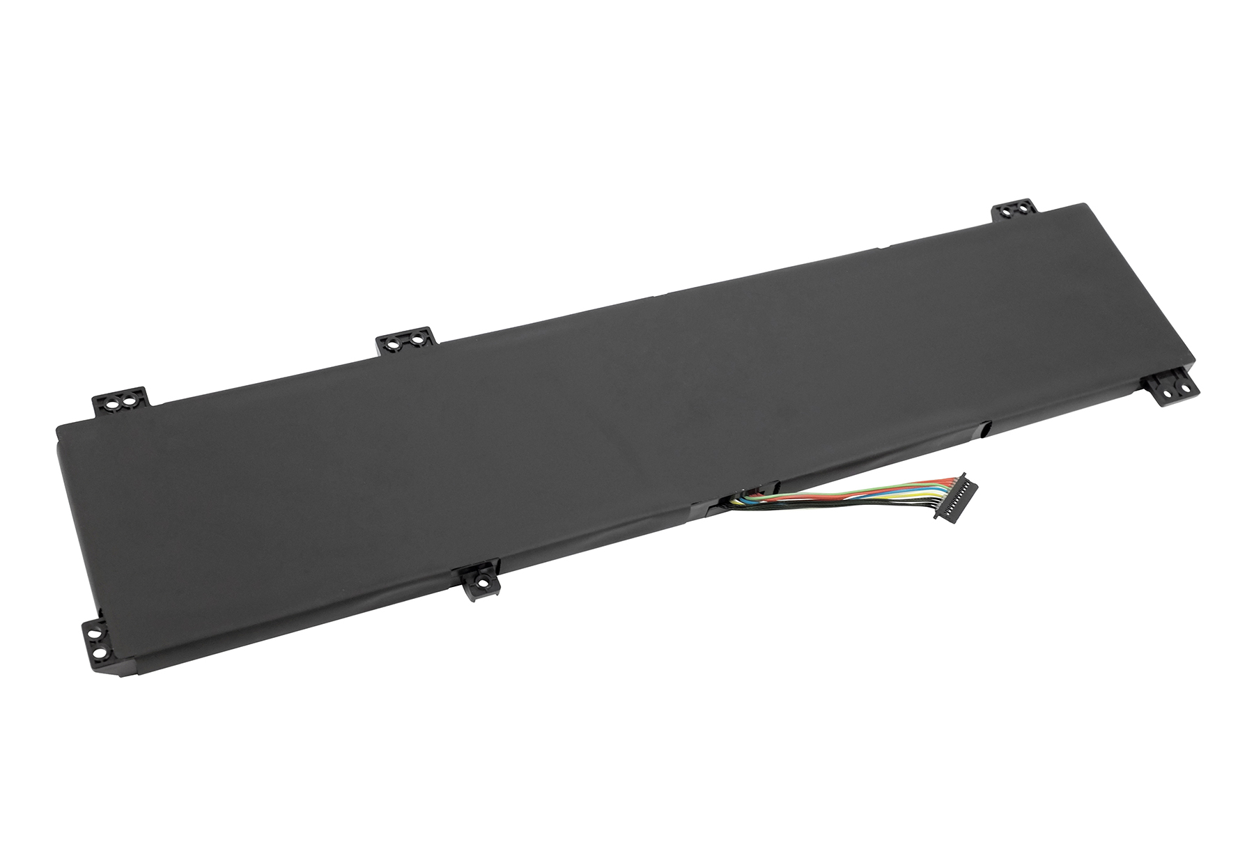Schwarzer Laptop-Akku mit Kabel und Anschluss.