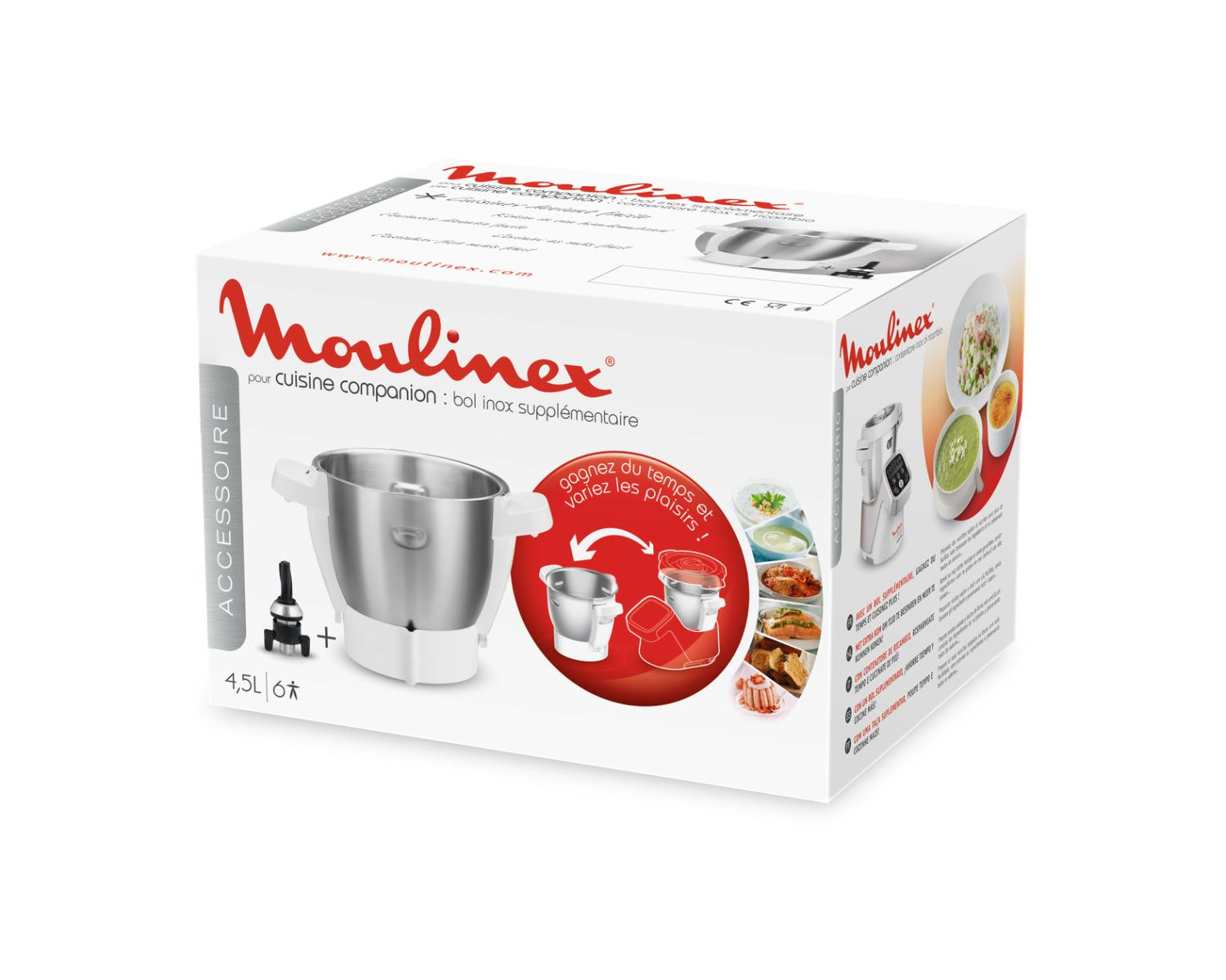 Moulinex Küchenmaschine Zubehör: Edelstahl-Zusatzschüssel, 4,5L.