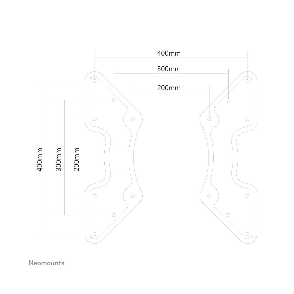 Dessin technique de deux supports avec dimensions 400mm, 300mm, 200mm.