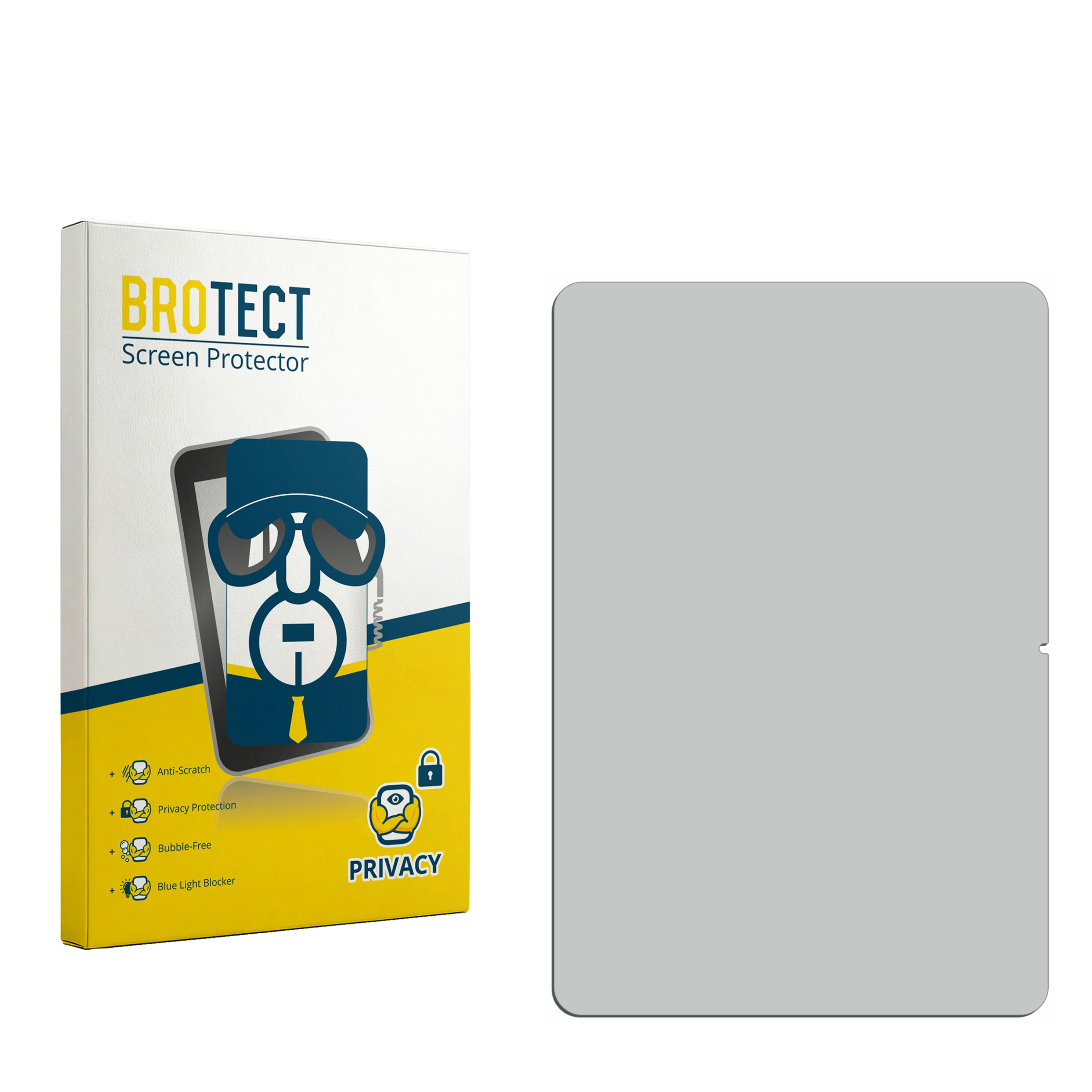 BROTECT Displayschutzfolie-Verpackung und eine graue Schutzfolie.