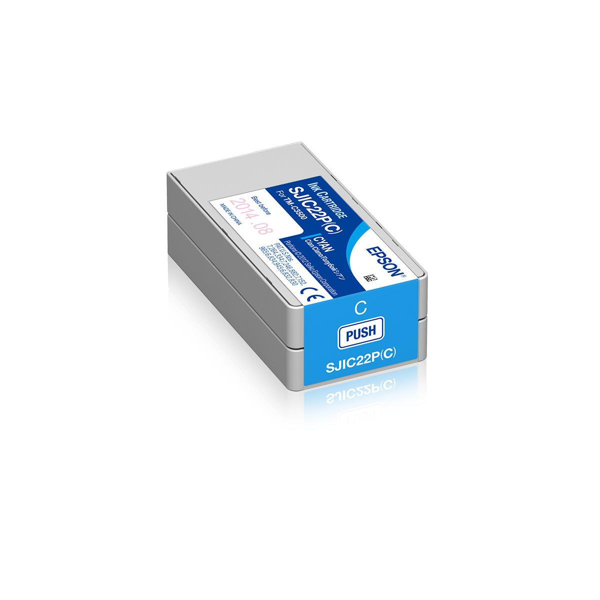 Epson SJIC22P(C) cyaan inktcartridge voor TM-C3500 printer. Gemaakt in China.