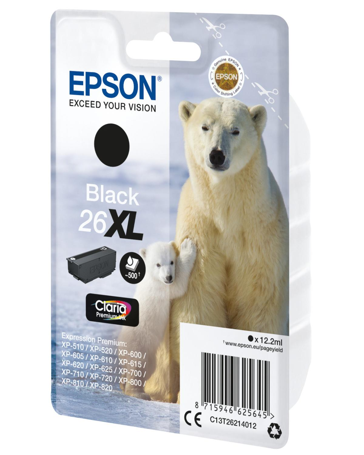 Confezione cartuccia d'inchiostro Epson con orsi polari e dettagli.