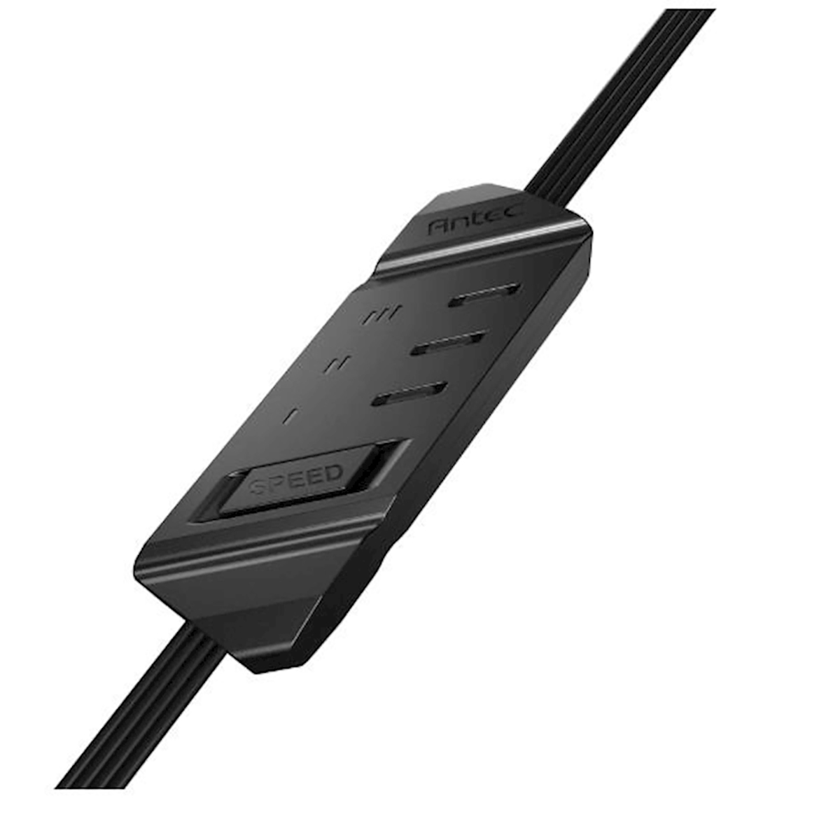 Black fan controller with "Speed" button and ventilation slots.