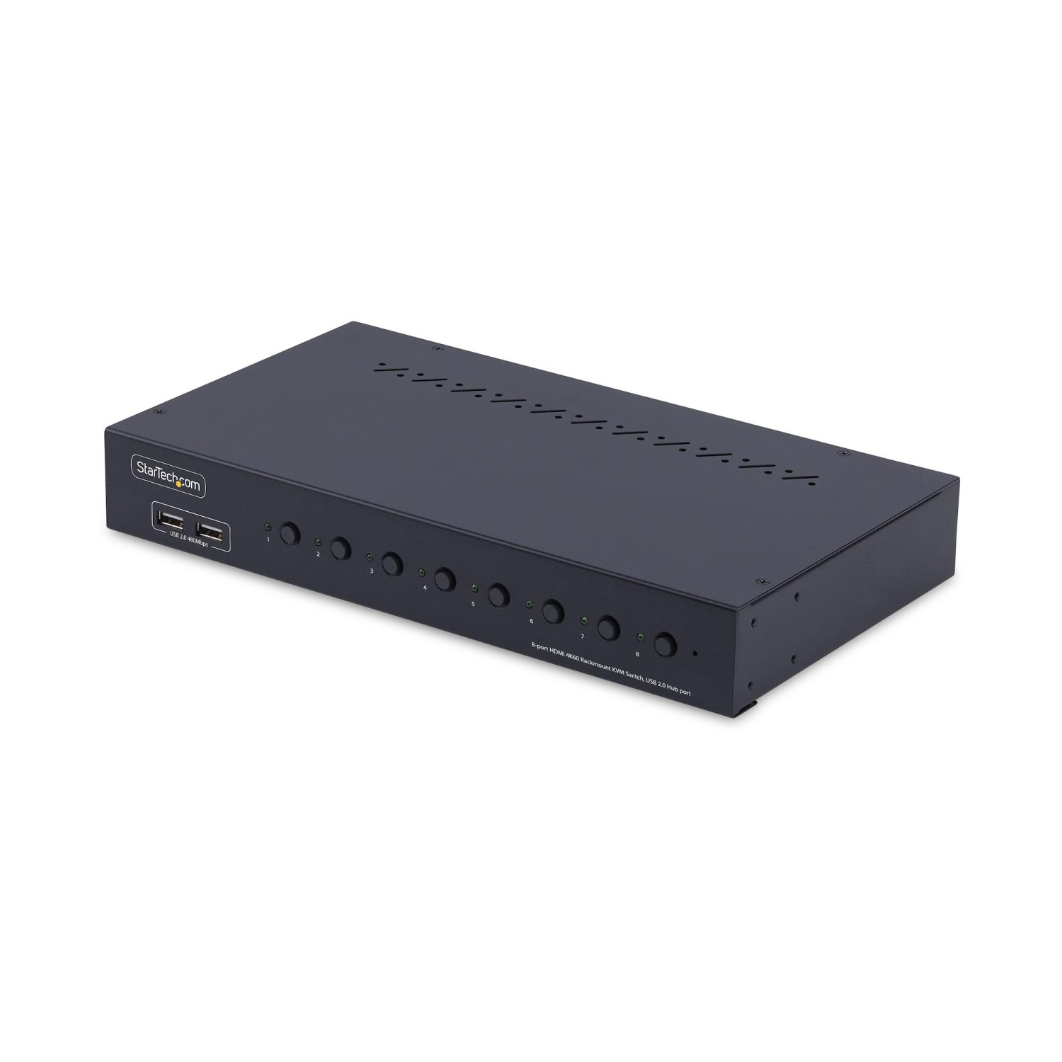 Switch KVM HDMI StarTech.com nero a 8 porte con porte USB 2.0 frontali.