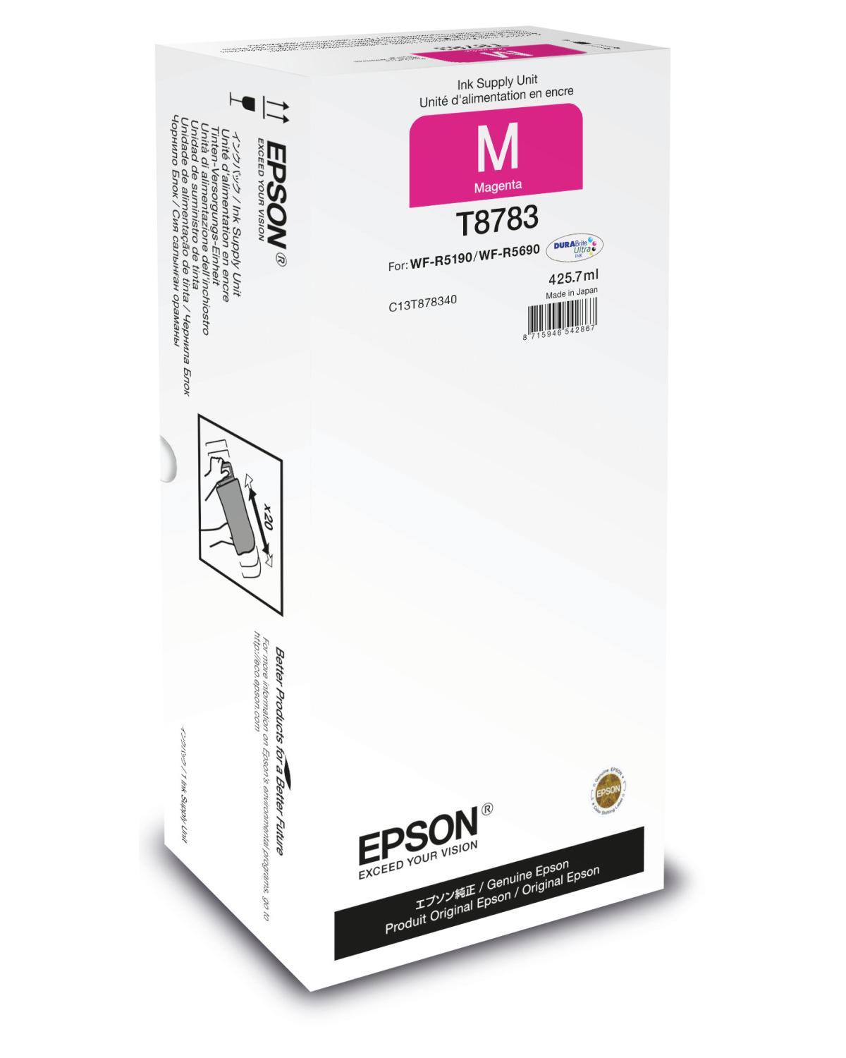 Inchiostro Epson T8783 magenta per stampanti WF-R5190/WF-R5690.