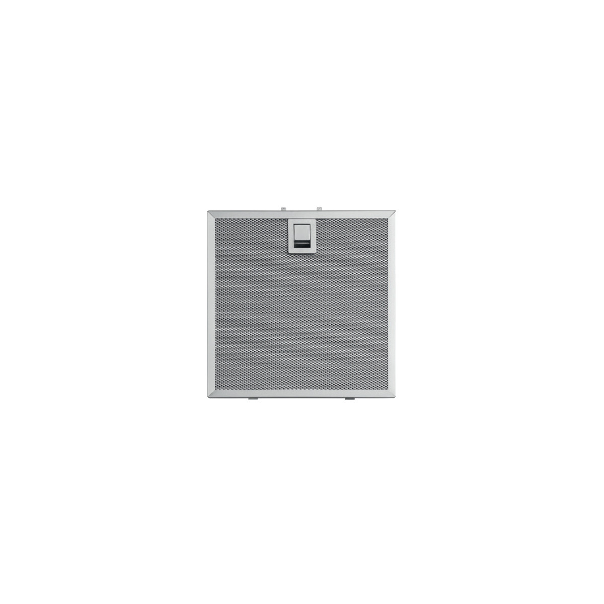 Filtro metallico per cappa con telaio rettangolare e maniglia.