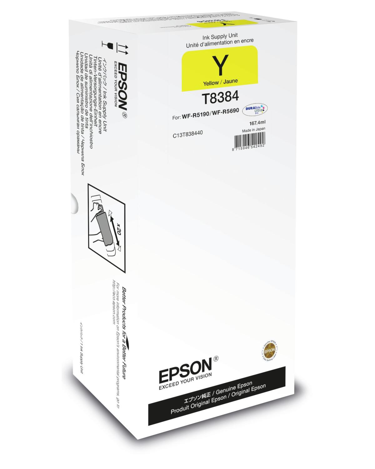 Unidad de tinta amarilla Epson T8384, 167.4ml, Hecho en Japón.