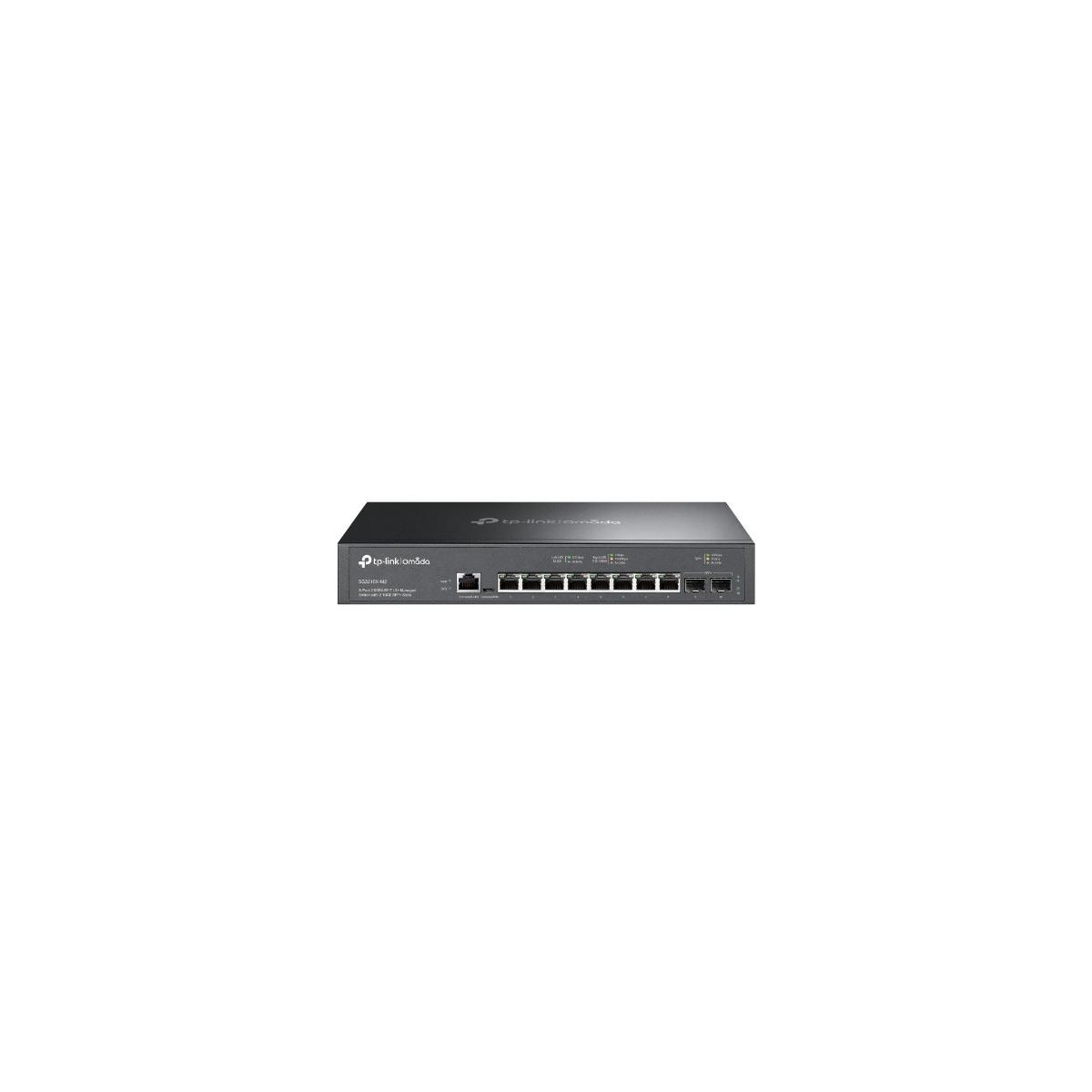 Ein schwarzer TP-Link Netzwerk-Switch mit 16 Ports und Lizenzen.