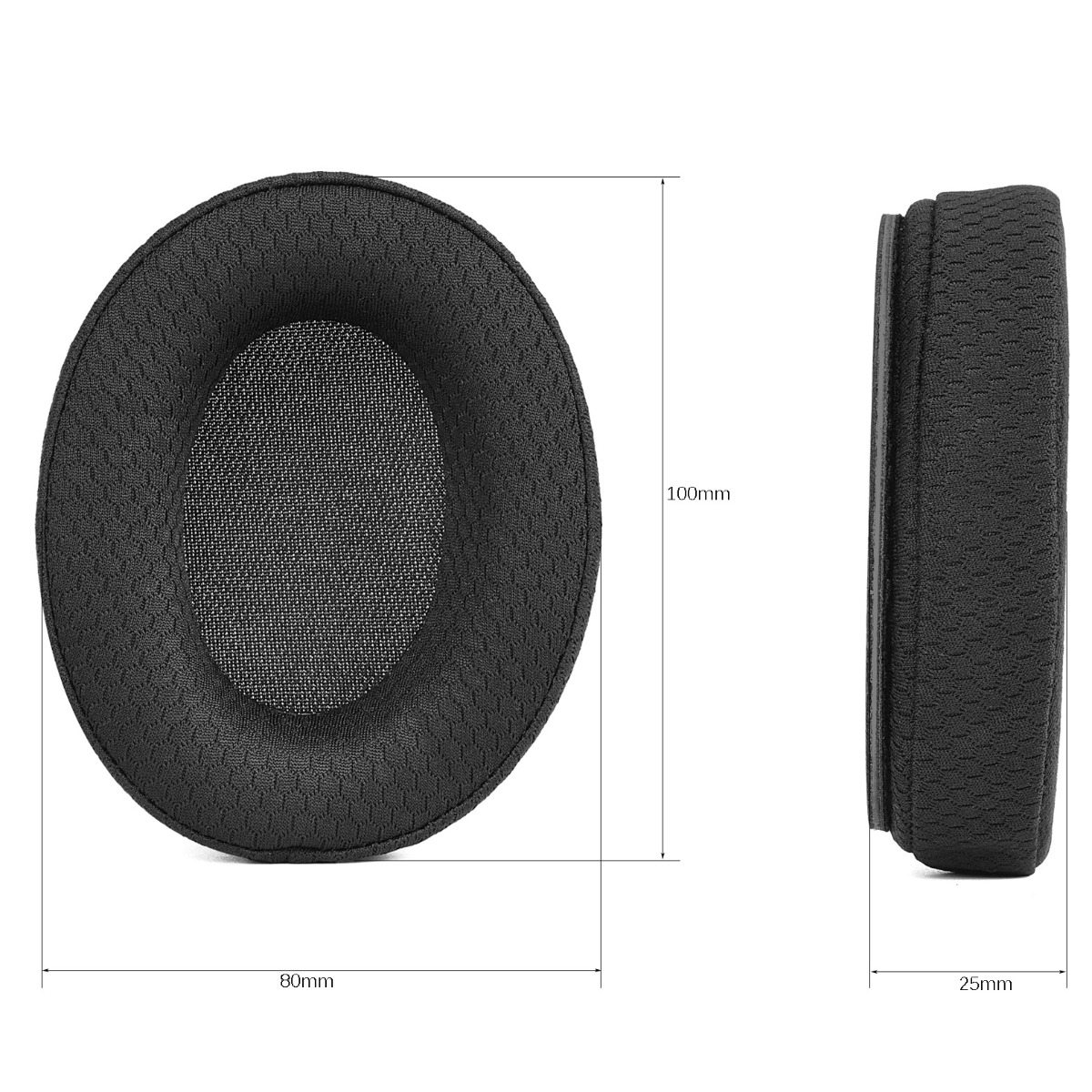 Schwarze Kopfhörerpolster: 80mm x 100mm x 25mm.