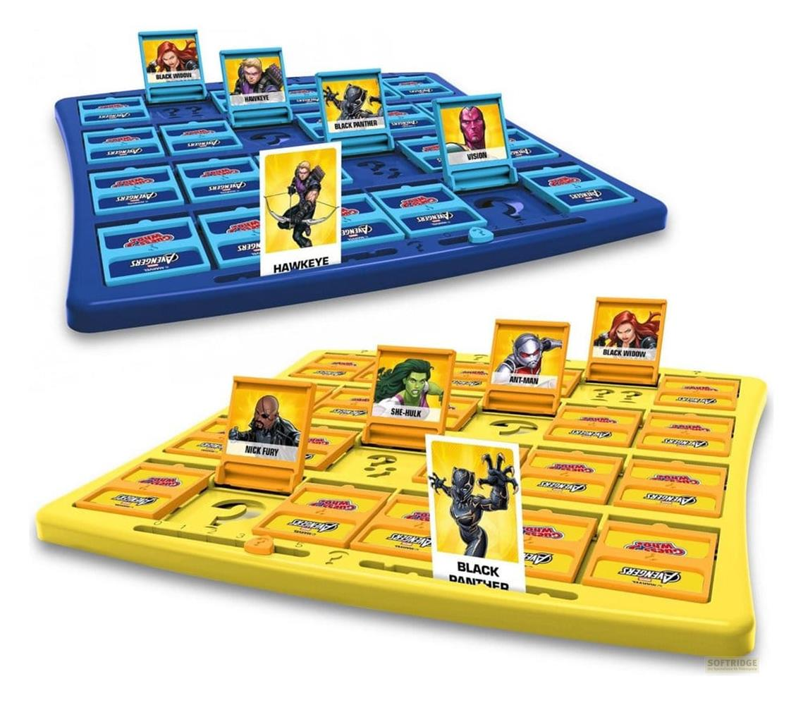 Zwei Avengers-Charakterspiele mit Charakterkarten und Spielfeldern.