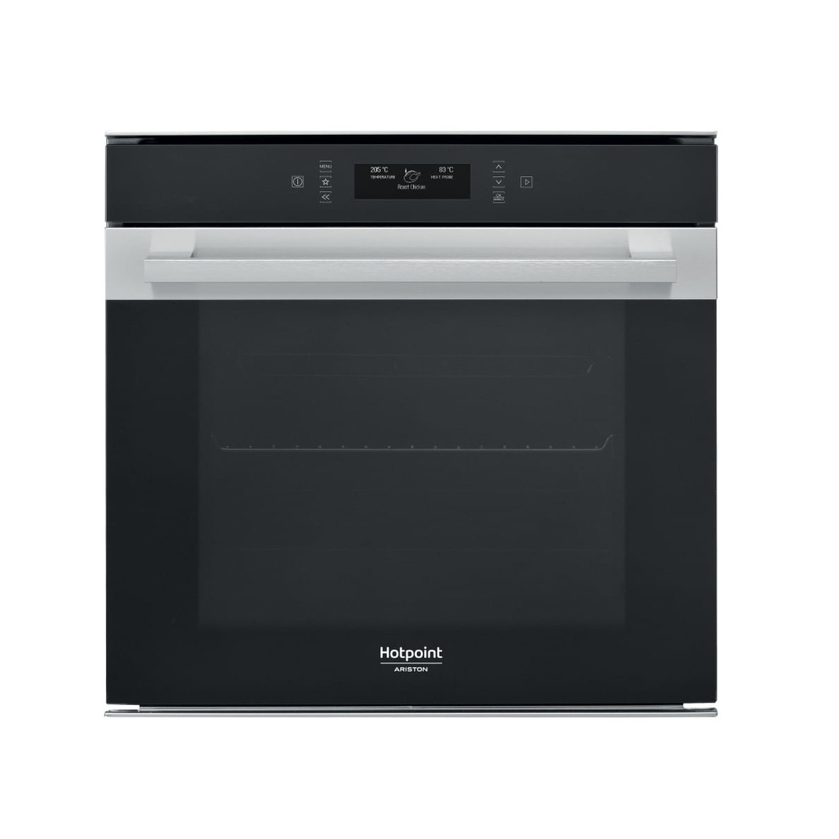 Forno da incasso moderno con porta in vetro nero e display digitale.