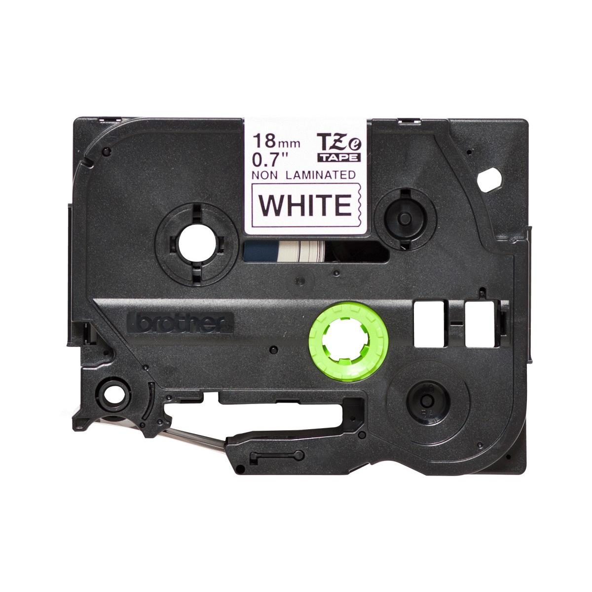 Schwarze Kassette mit weißem Etikett, 18mm, 0,7 Zoll, nicht laminiert.