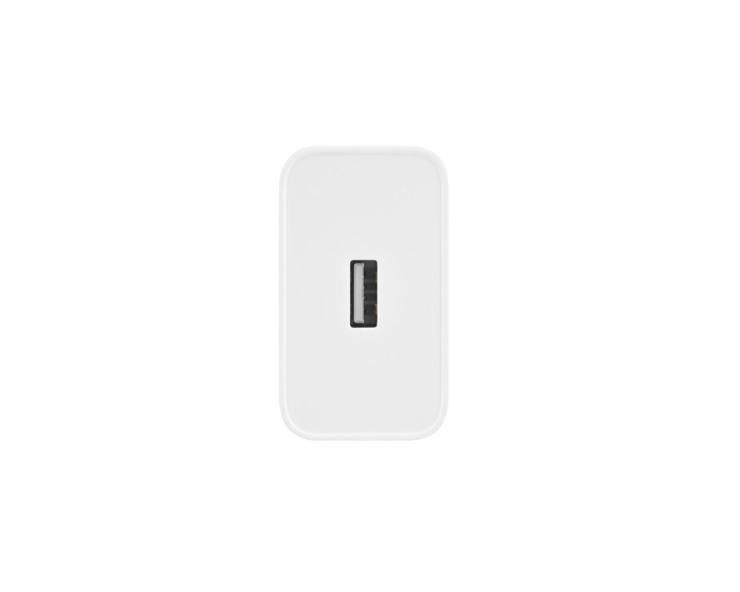 Biały adapter ładowania USB-A z jednym portem.