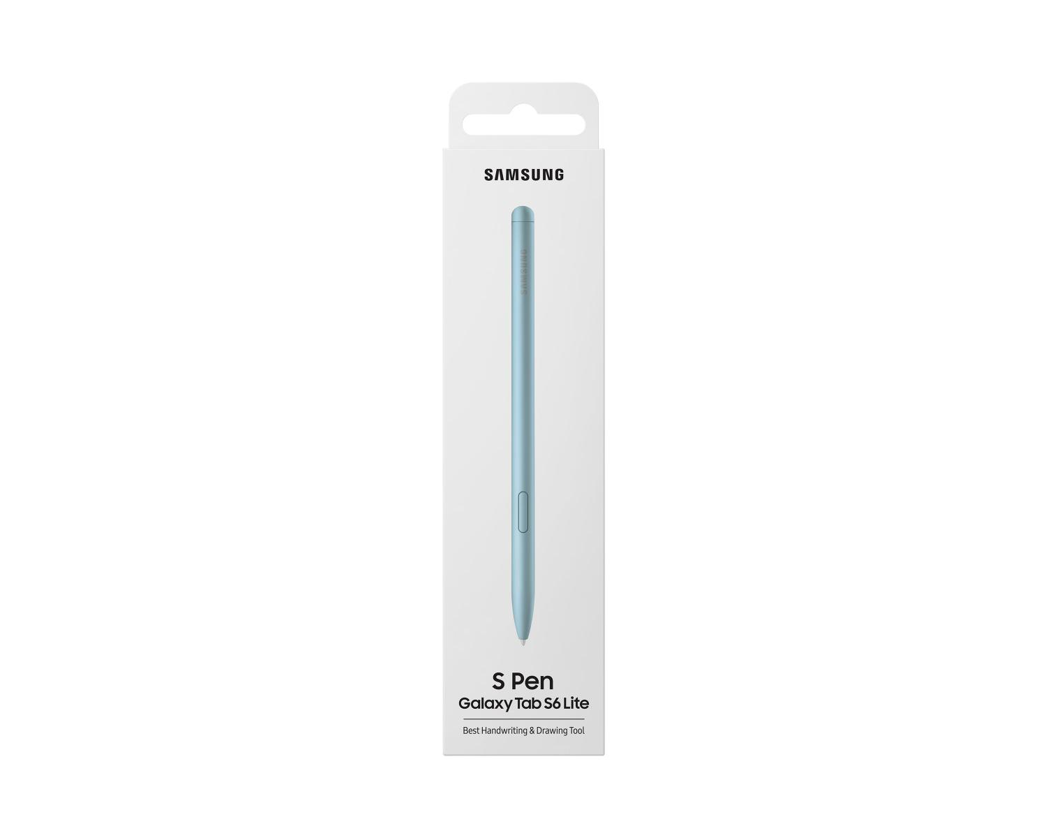 Samsung S Pen Galaxy Tab S6 Lite in Hellblau, in Verpackung.