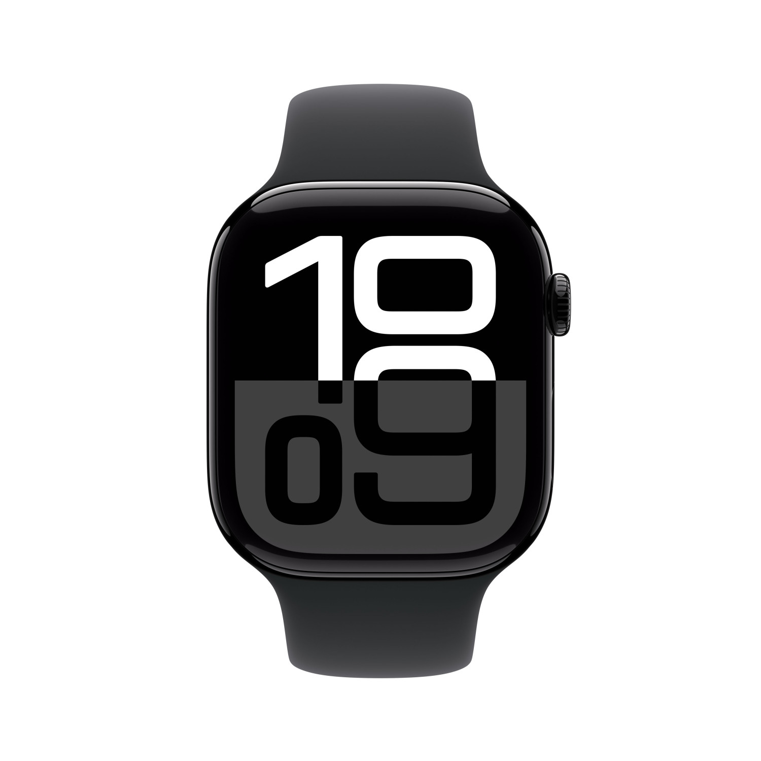 Un reloj inteligente negro con pantalla grande que muestra las 19:09.