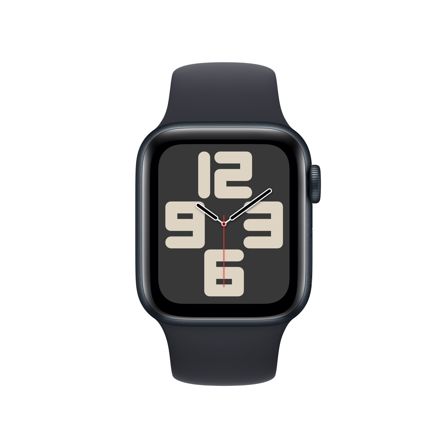 Uno smartwatch scuro con quadrante digitale che mostra i numeri 12, 9, 3 e 6.