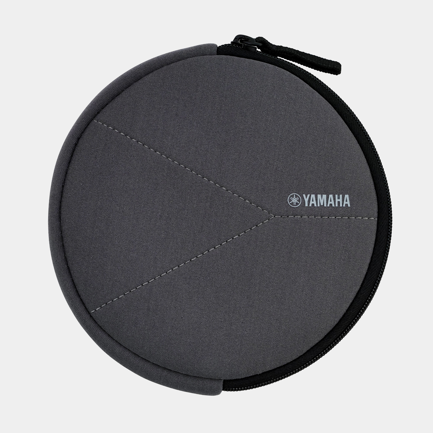 Custodia Yamaha grigia con cerniera e cuciture.