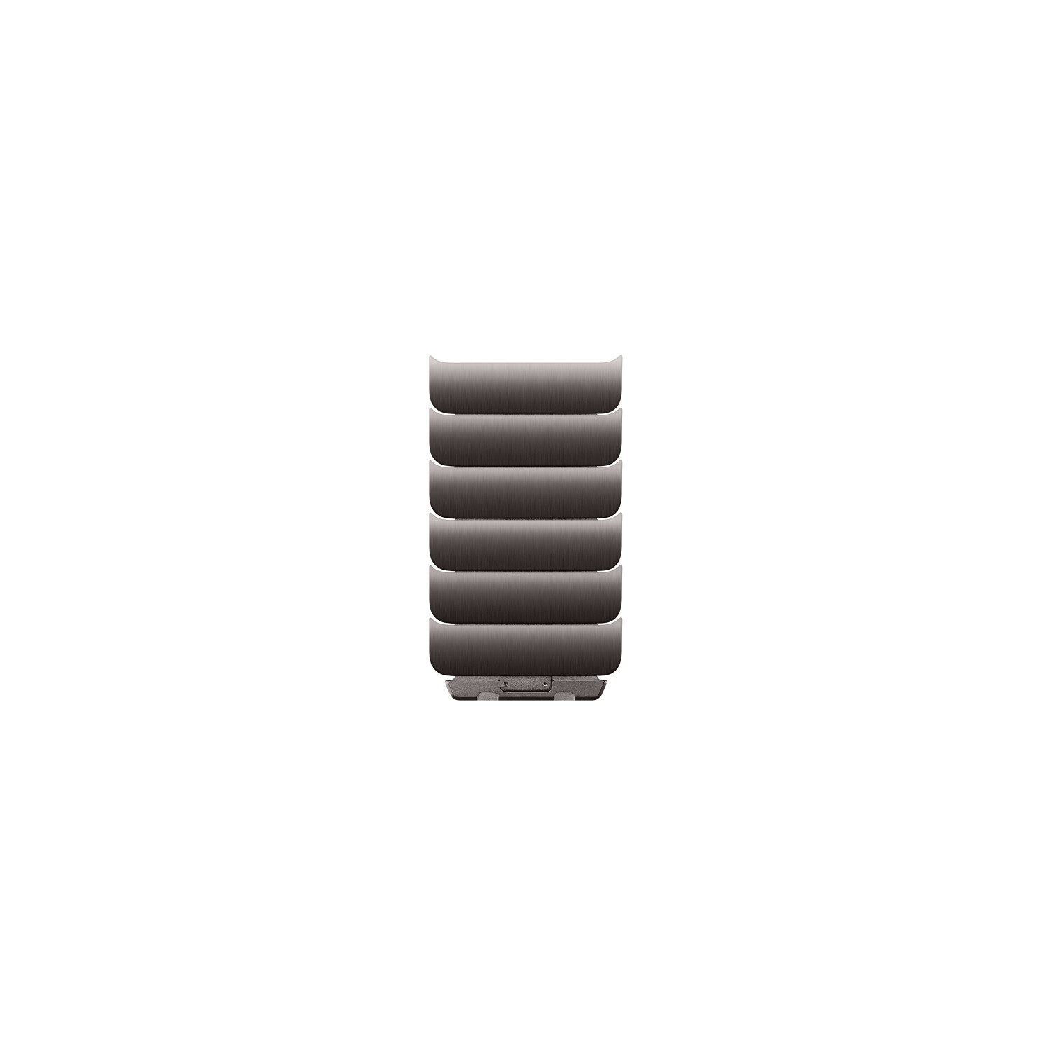 Banda de reloj gris segmentada con líneas horizontales y un cierre.