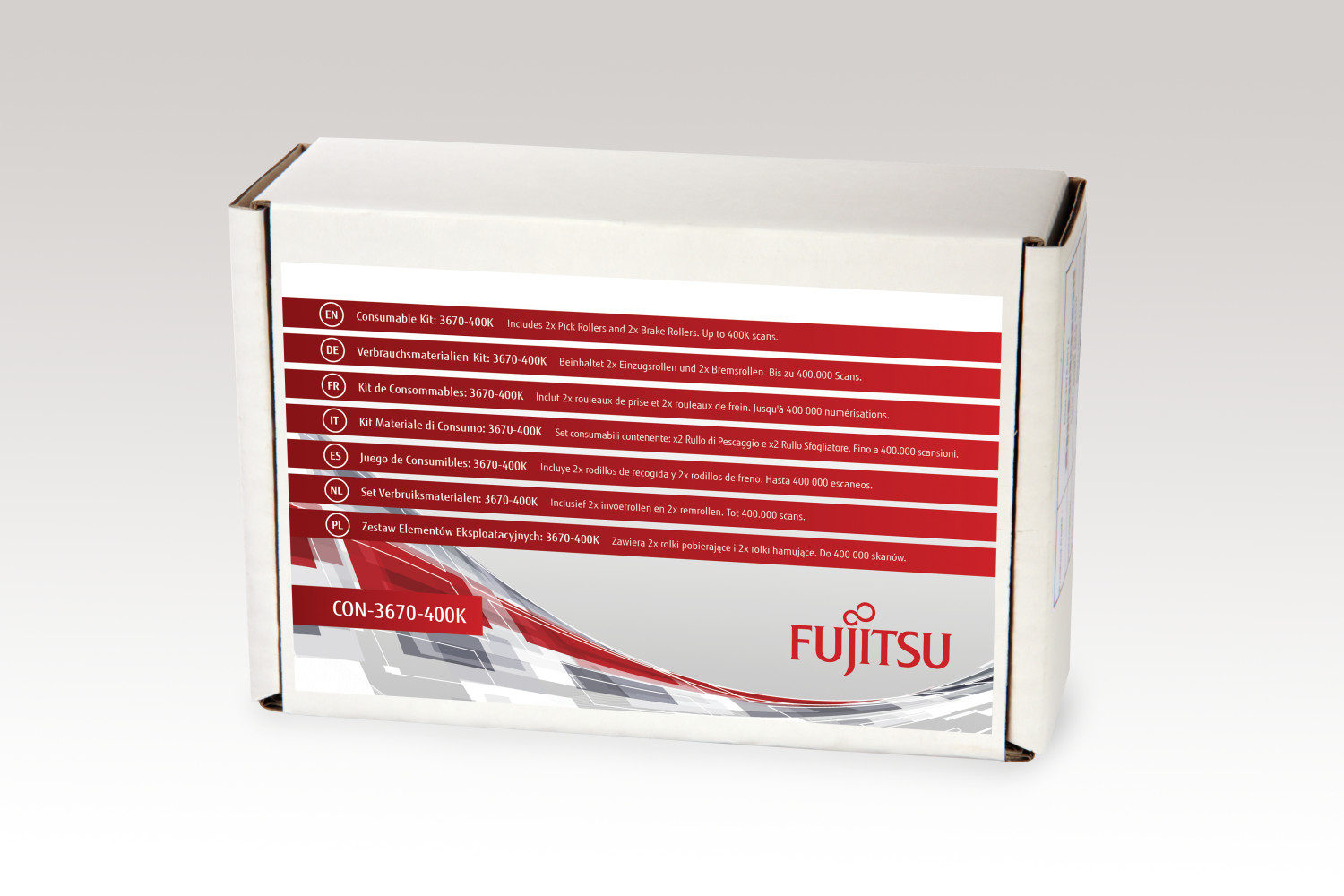 Confezione kit consumabili Fujitsu 3670-400K multilingue.