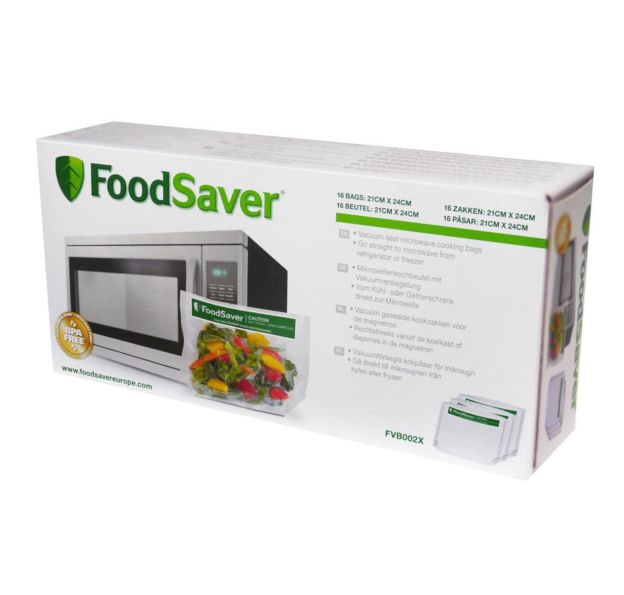FoodSaver Vakuumbeutel für Mikrowelle mit Gemüse.