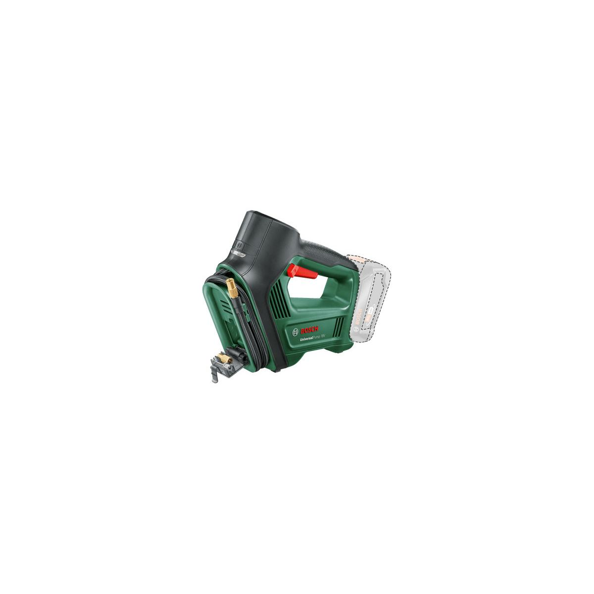 Compressore d'aria cordless Bosch verde e nero con grilletto rosso.