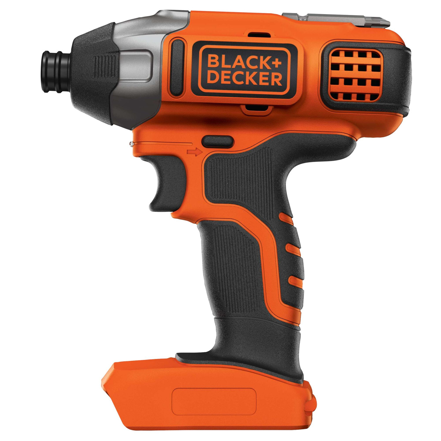 Un utensile elettrico arancione e nero con il logo Black+Decker.