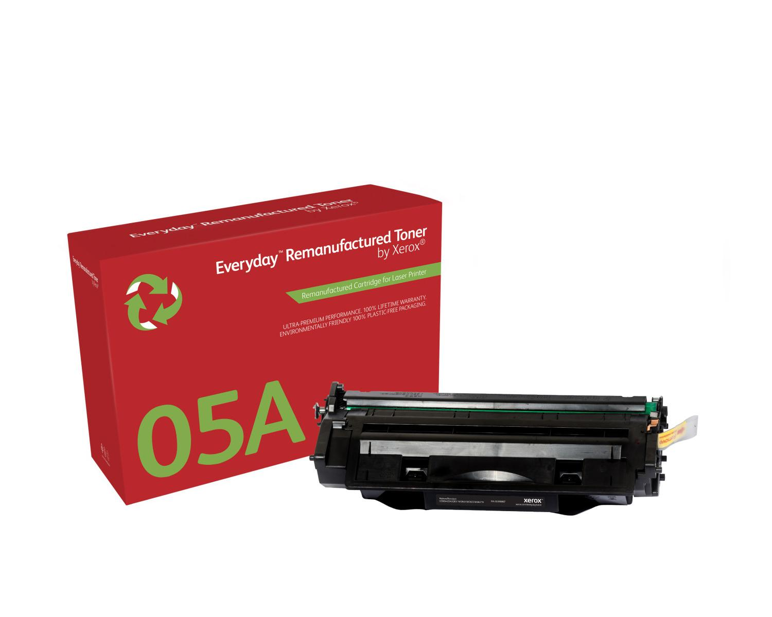 Rode doos met etiket "05A" en ernaast een tonercartridge.