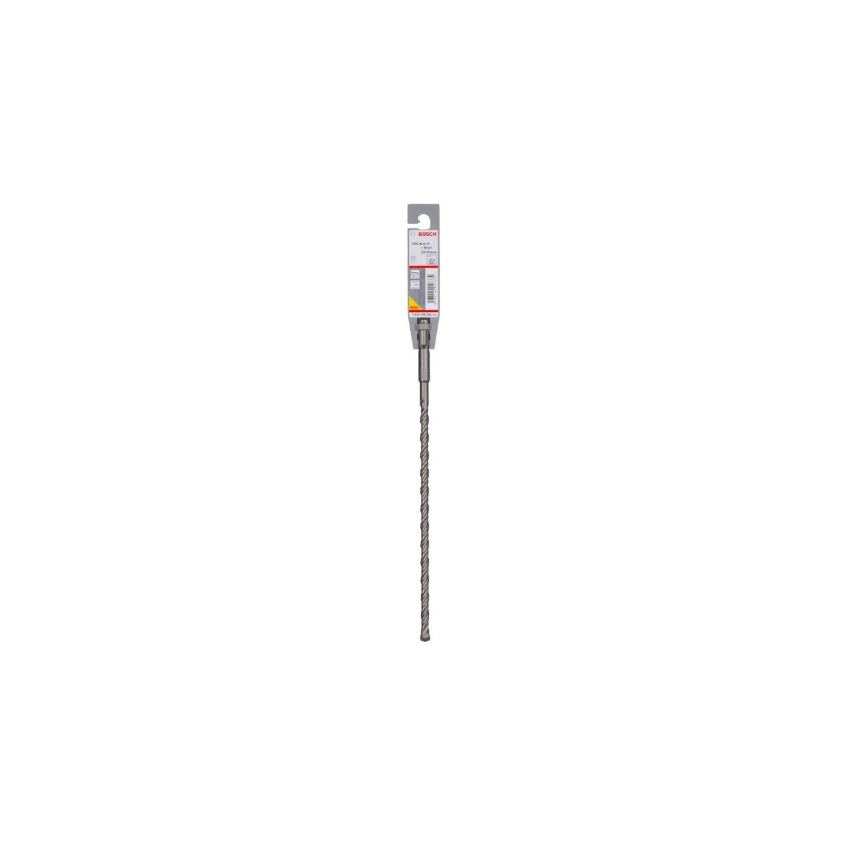 Bosch SDS Plus Bohrer, lang, grauer Metallschaft mit Spiralnut, in Verpackung.