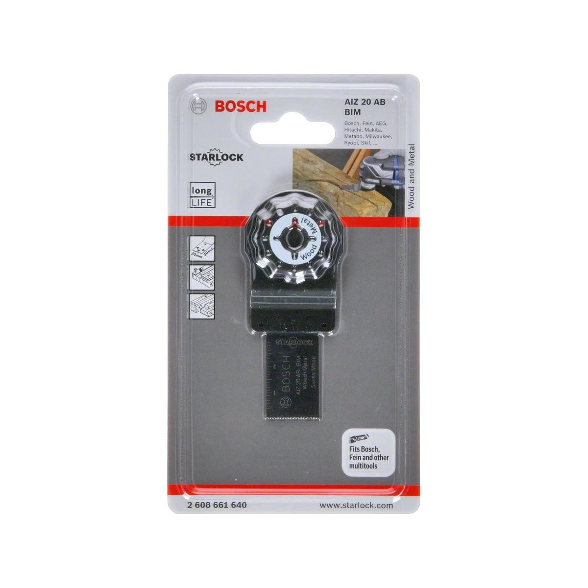 Bosch Starlock AIZ 20 AB BIM saw blade for wood and metal, in packaging.