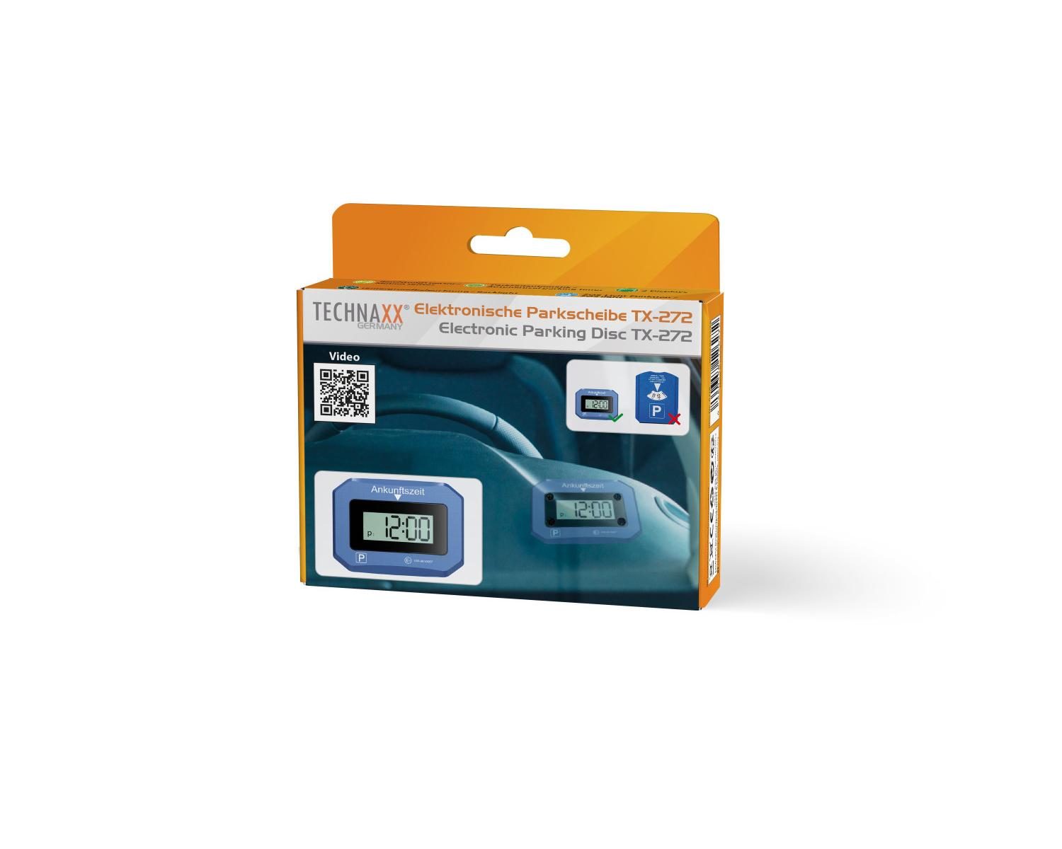 Verpackung einer Technaxx elektronischen Parkscheibe TX-272.