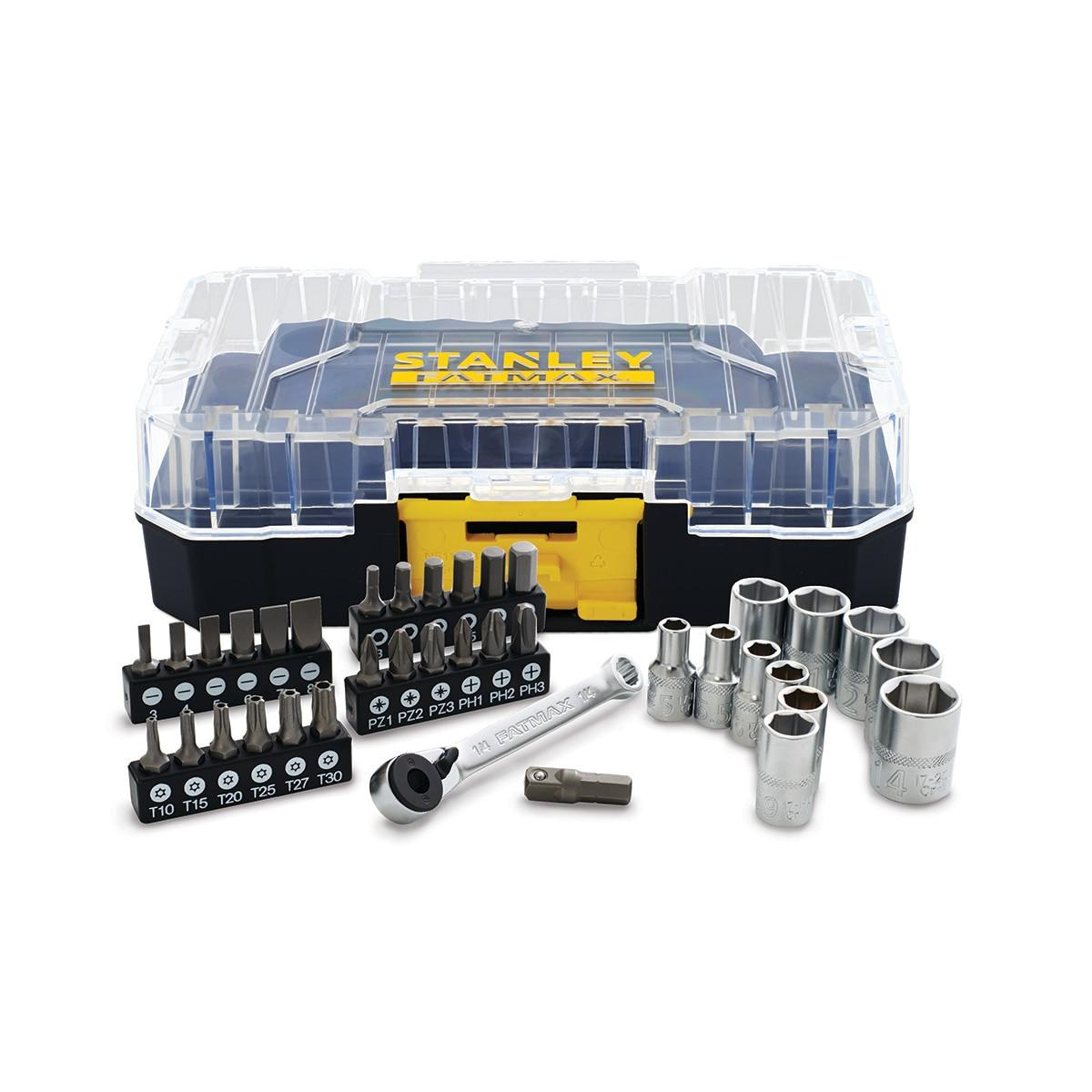 Stanley Fatmax Werkzeugkasten mit Bits und Steckschlüsseln.