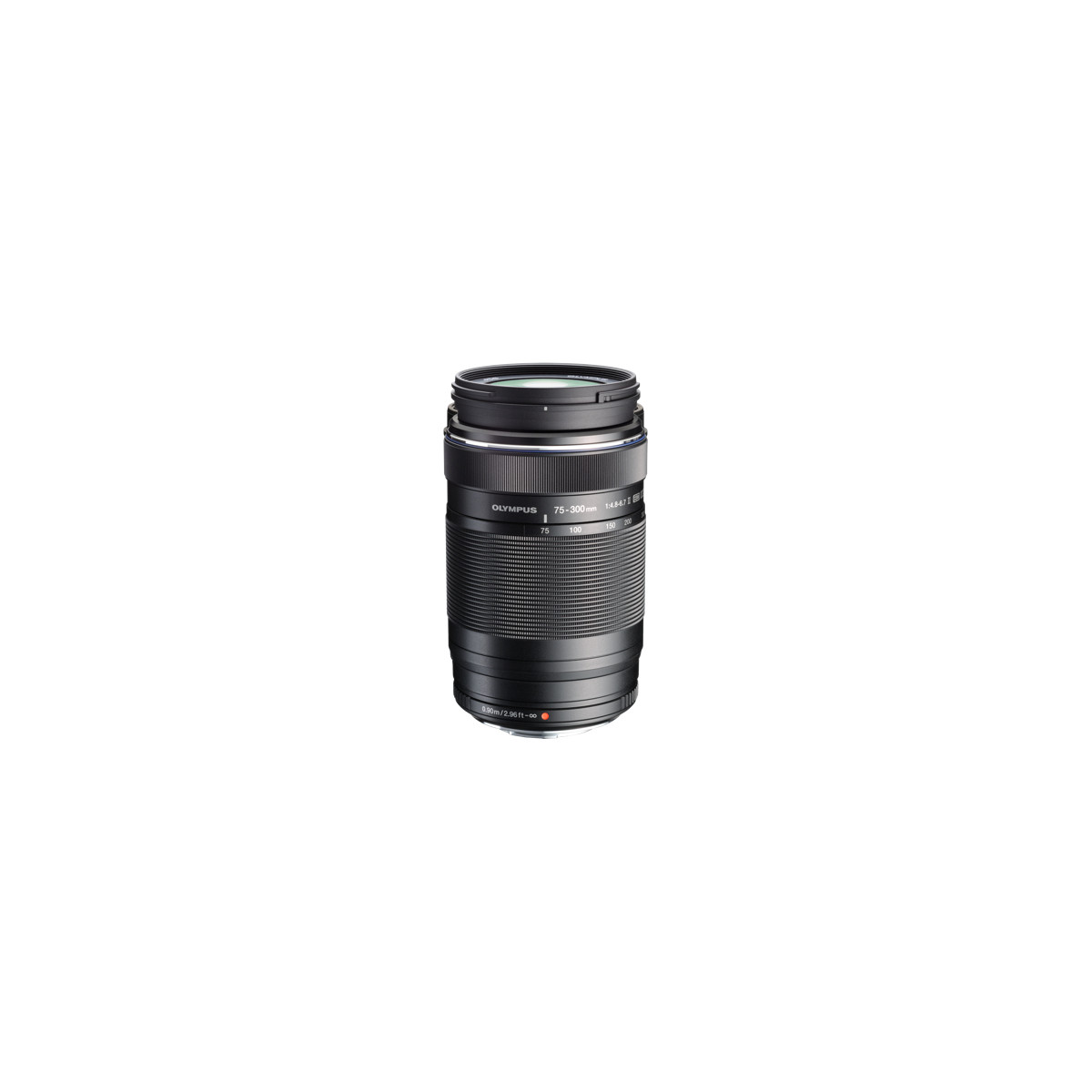 Olympus 75-300mm f/4.8-6.7 II lens met focus- en zoomring.