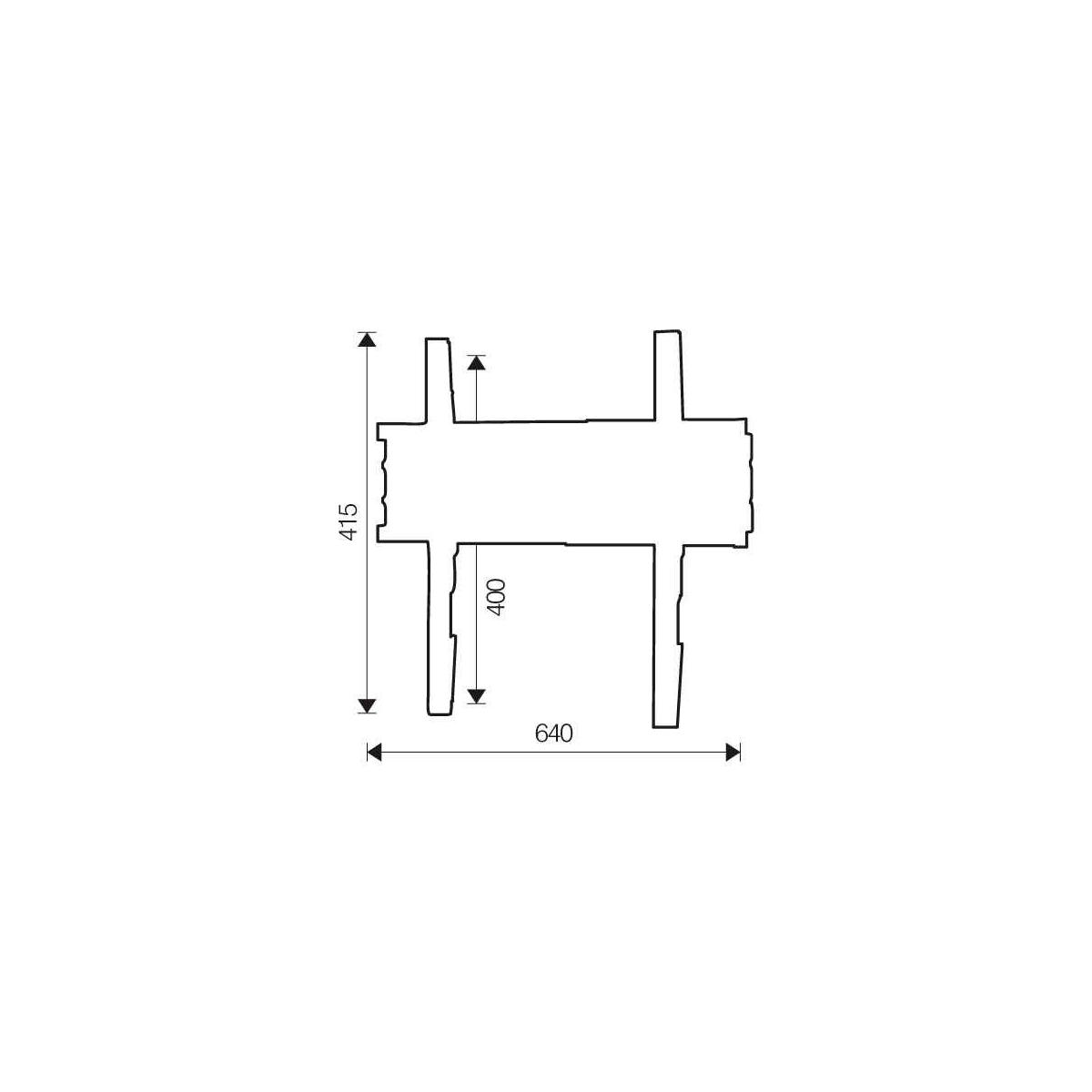Technical drawing of a metal profile with dimensions 640x415 mm.