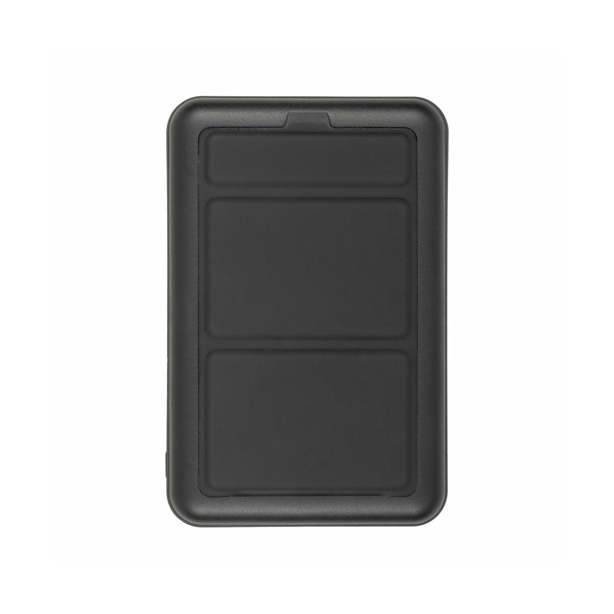 Un objet rectangulaire noir avec trois renfoncements horizontaux.