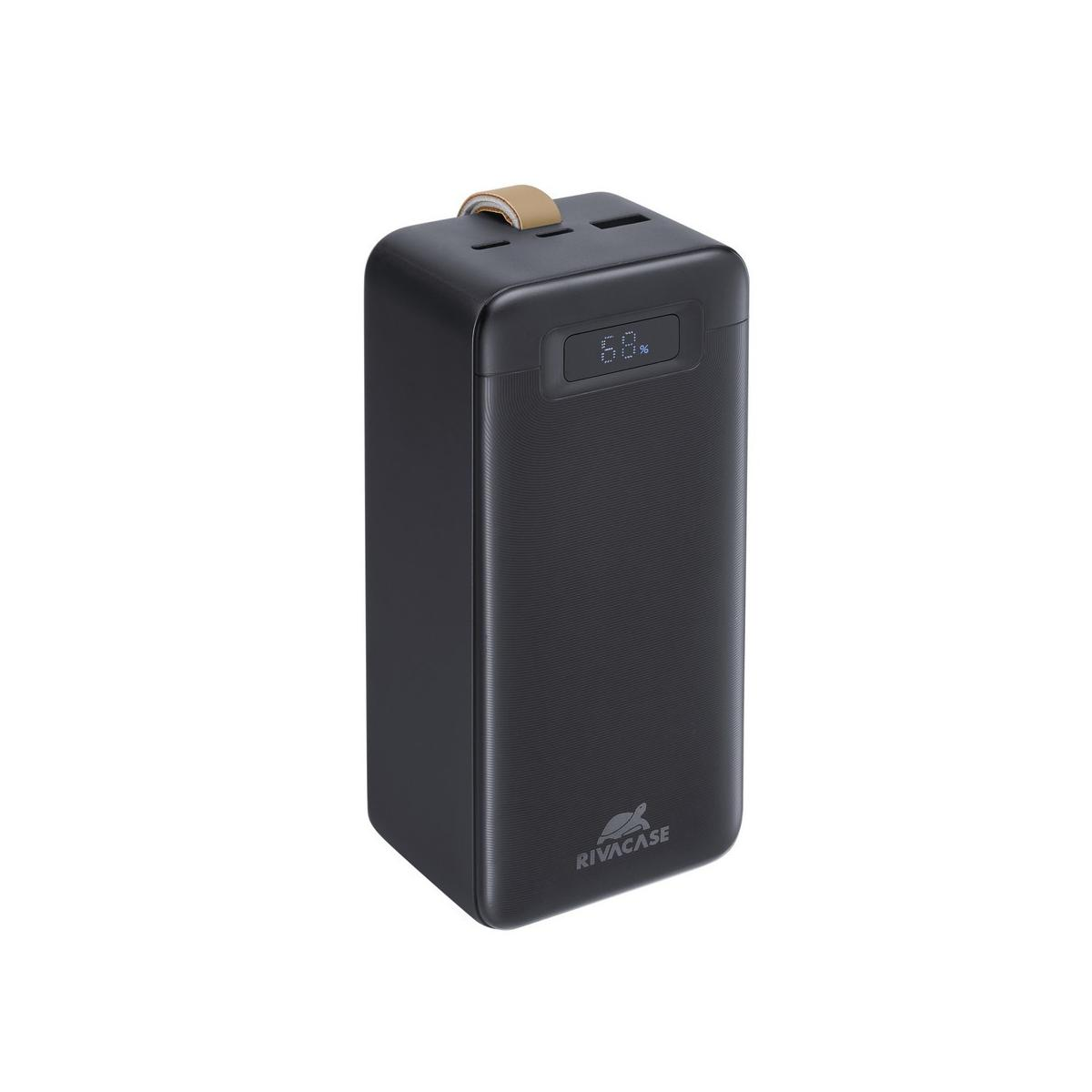 Power bank RIVACASE nera con display digitale (68%) e cinghia.