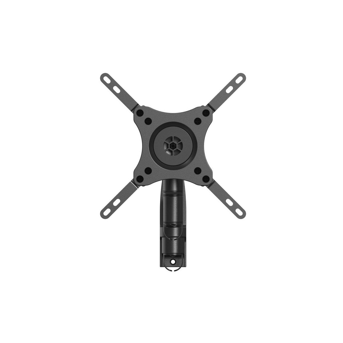 Support VESA noir avec quatre bras réglables et un pivot central. Isolé sur blanc.